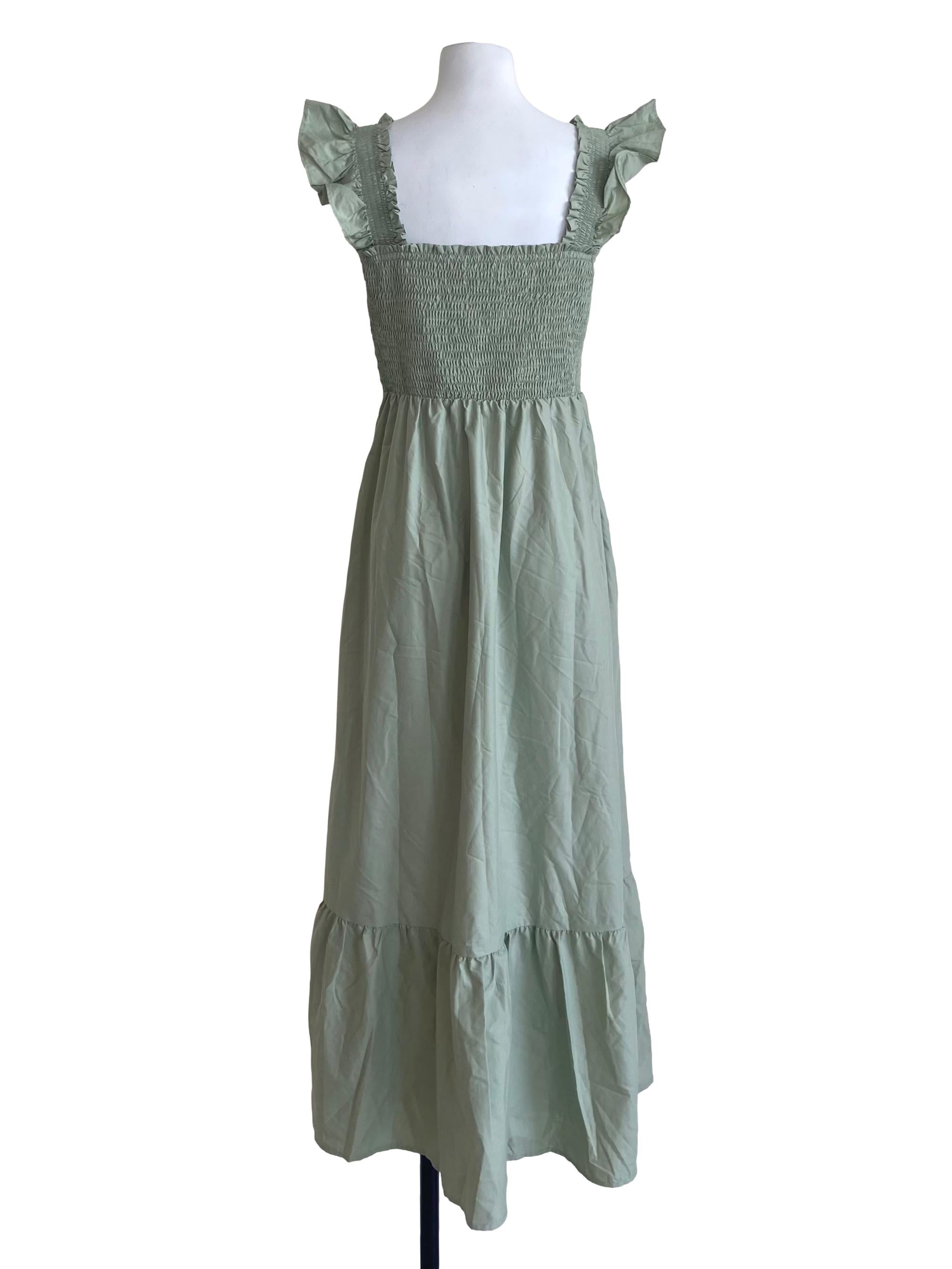 Mint Green Sleeveless Ruffled Sleeve Dress