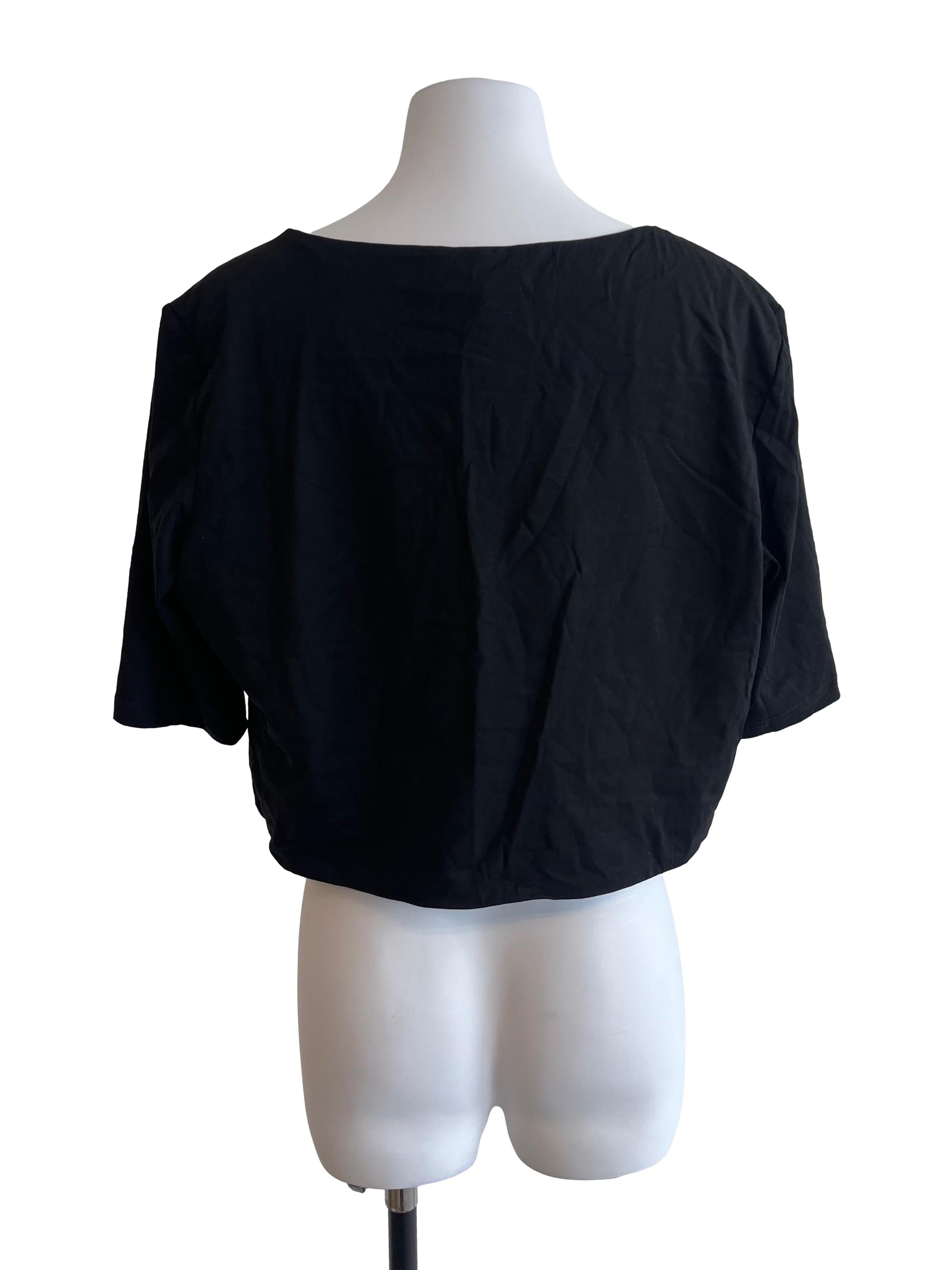 Black Square Neck Cropped Top