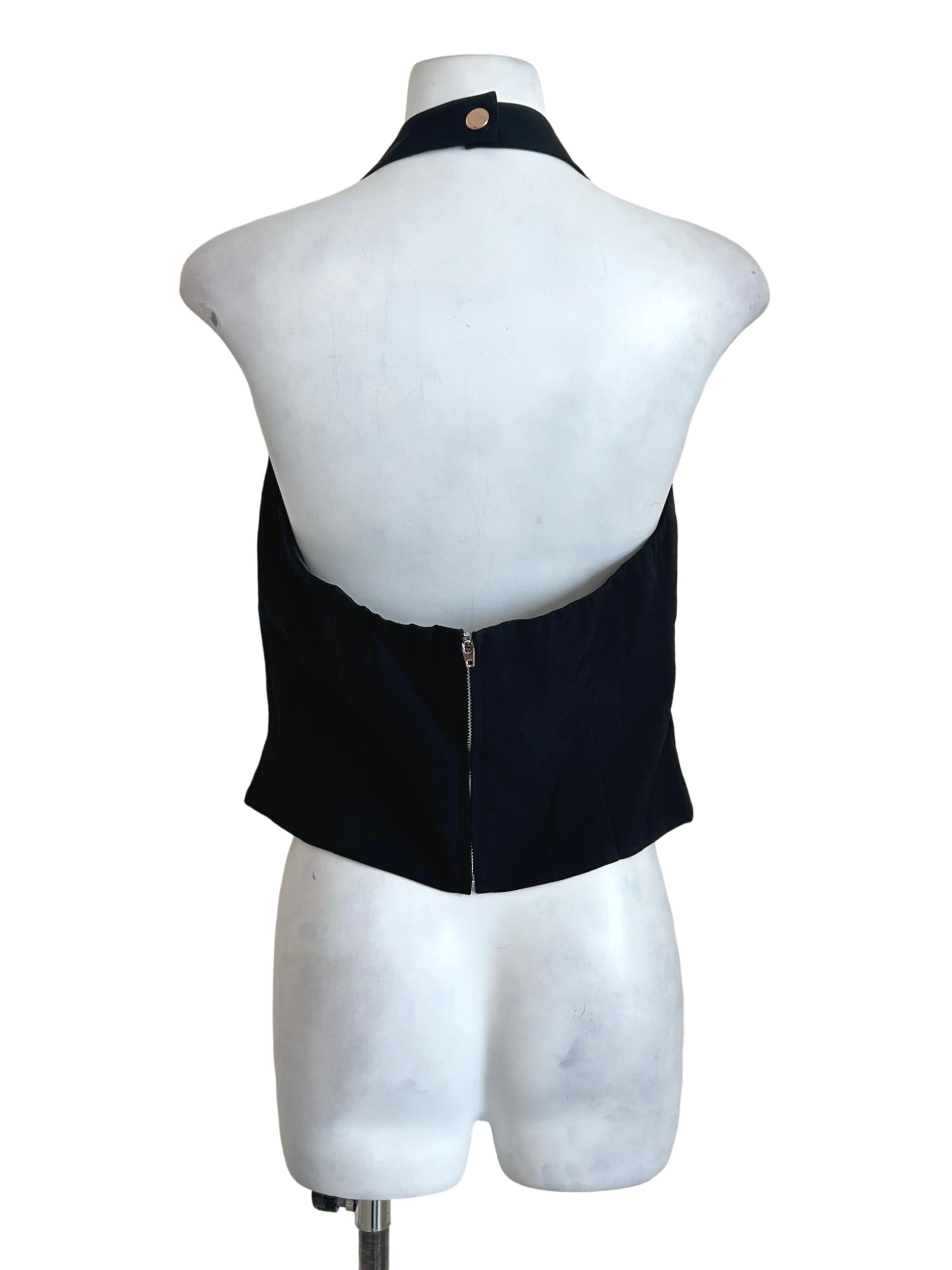 Black Halter Neck Suit Vest
