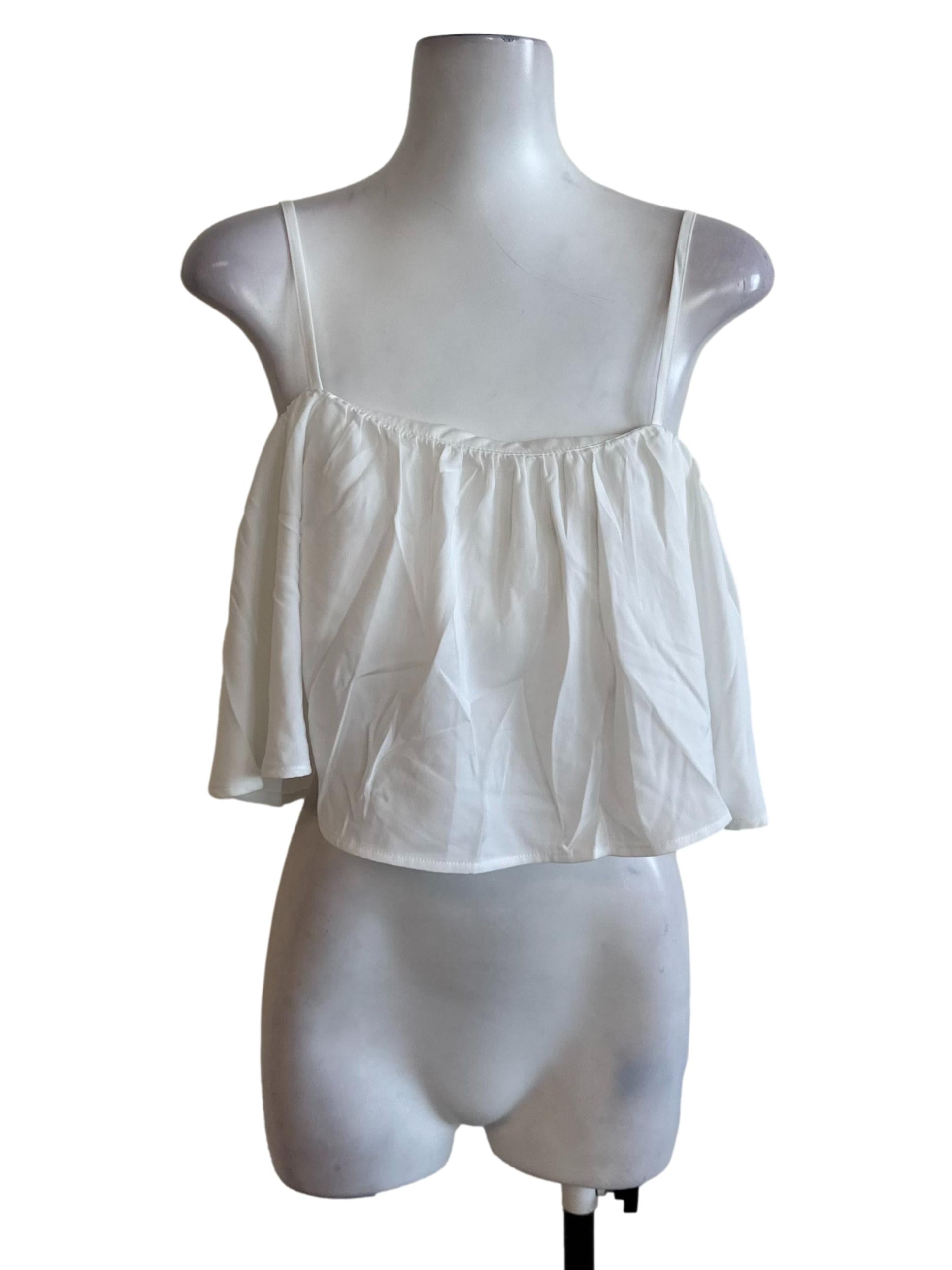 Ivory White Spaghetti Strap Babydoll Top