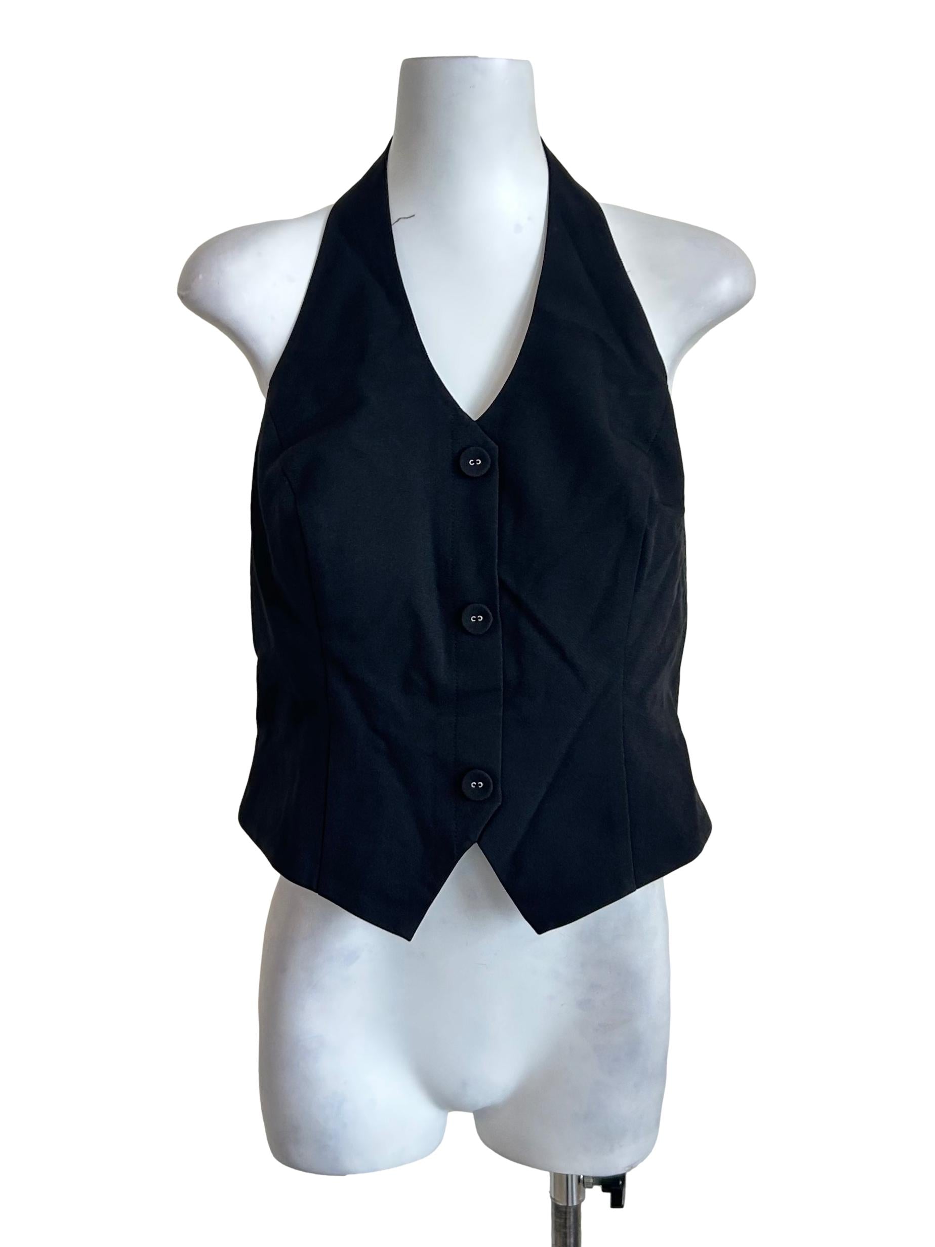 Black Halter Neck Suit Vest