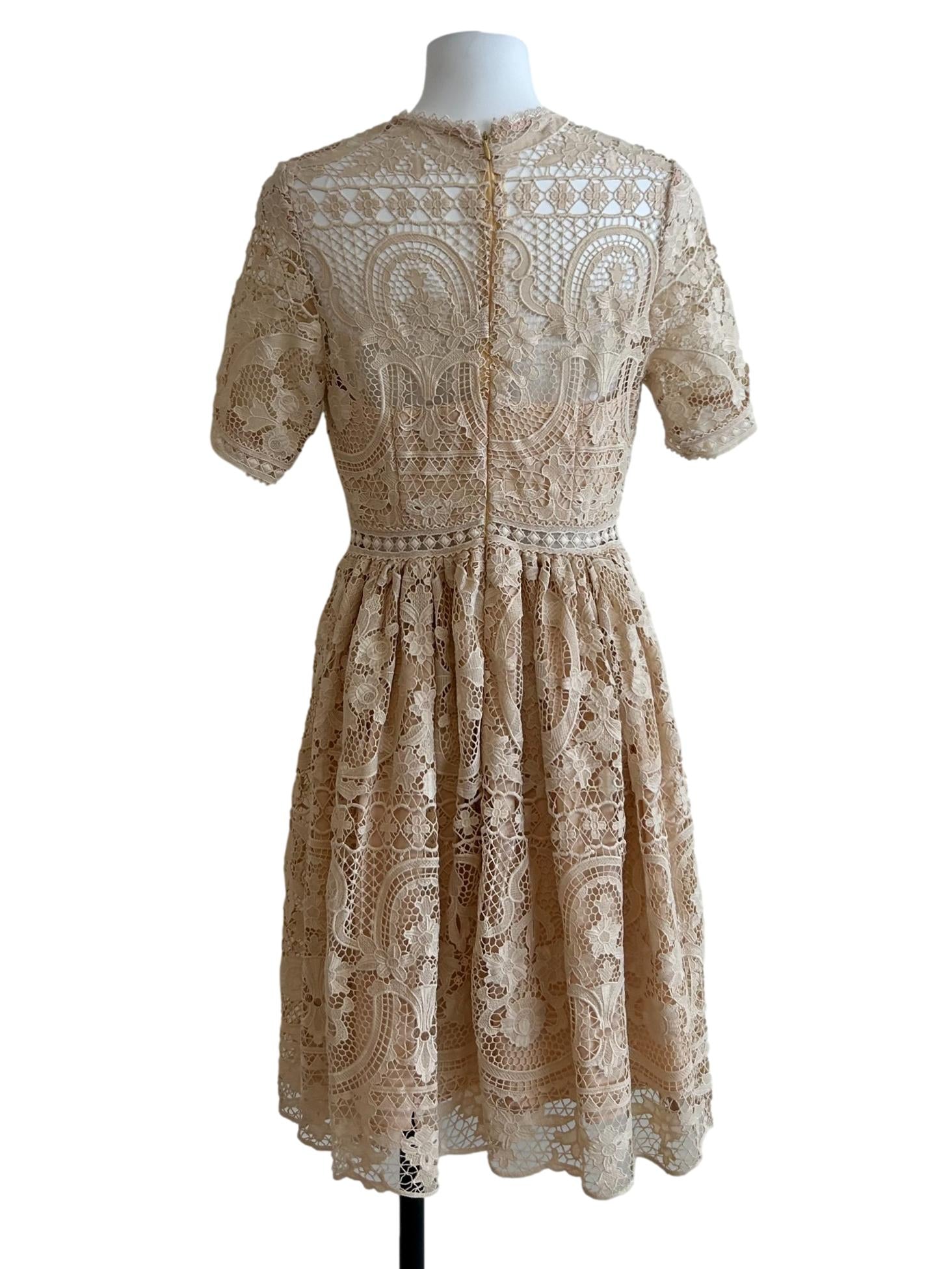 Beige Cream Eyelet Bouffant Dress