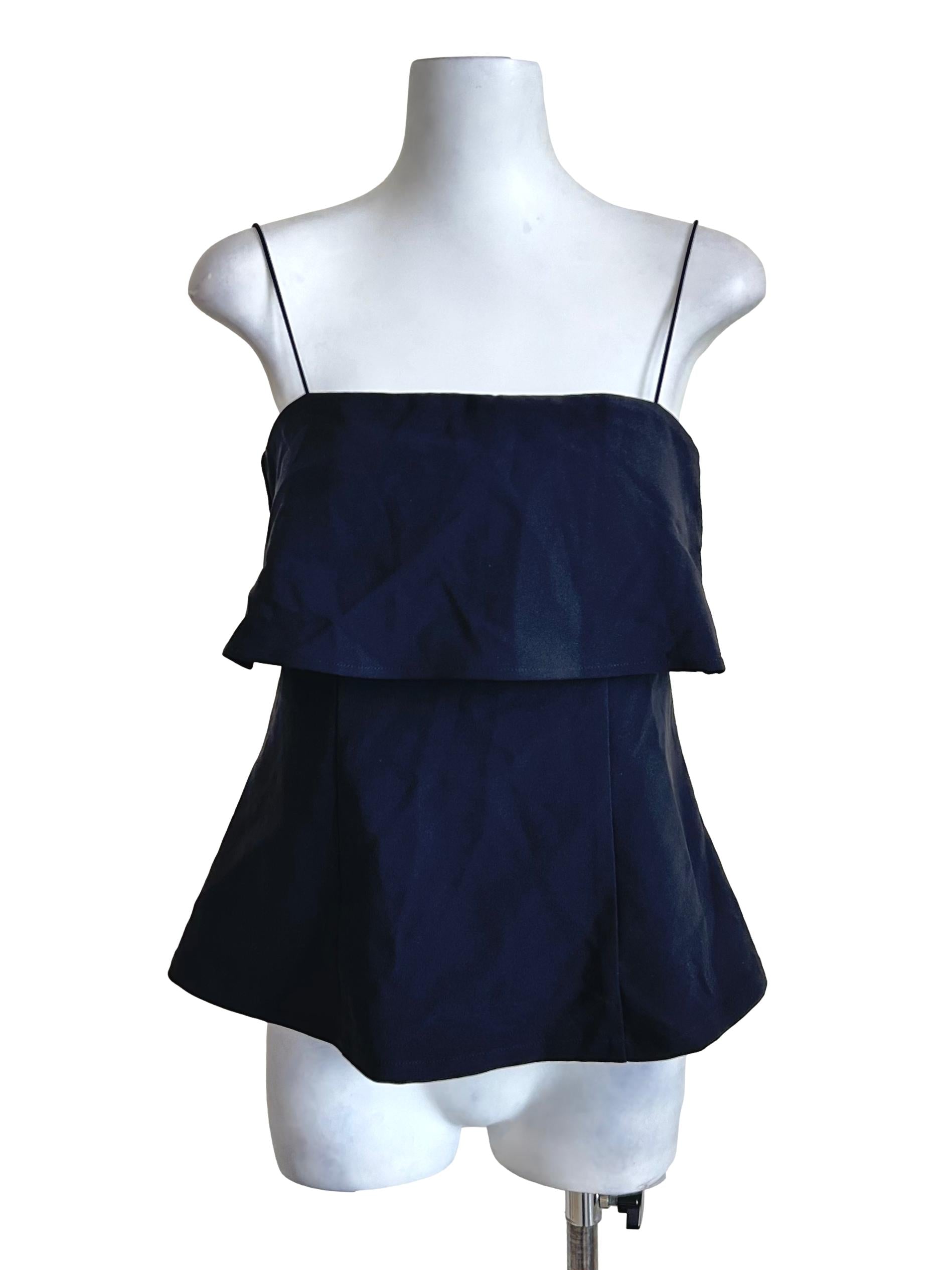 Black Layered Cami Peplum Top