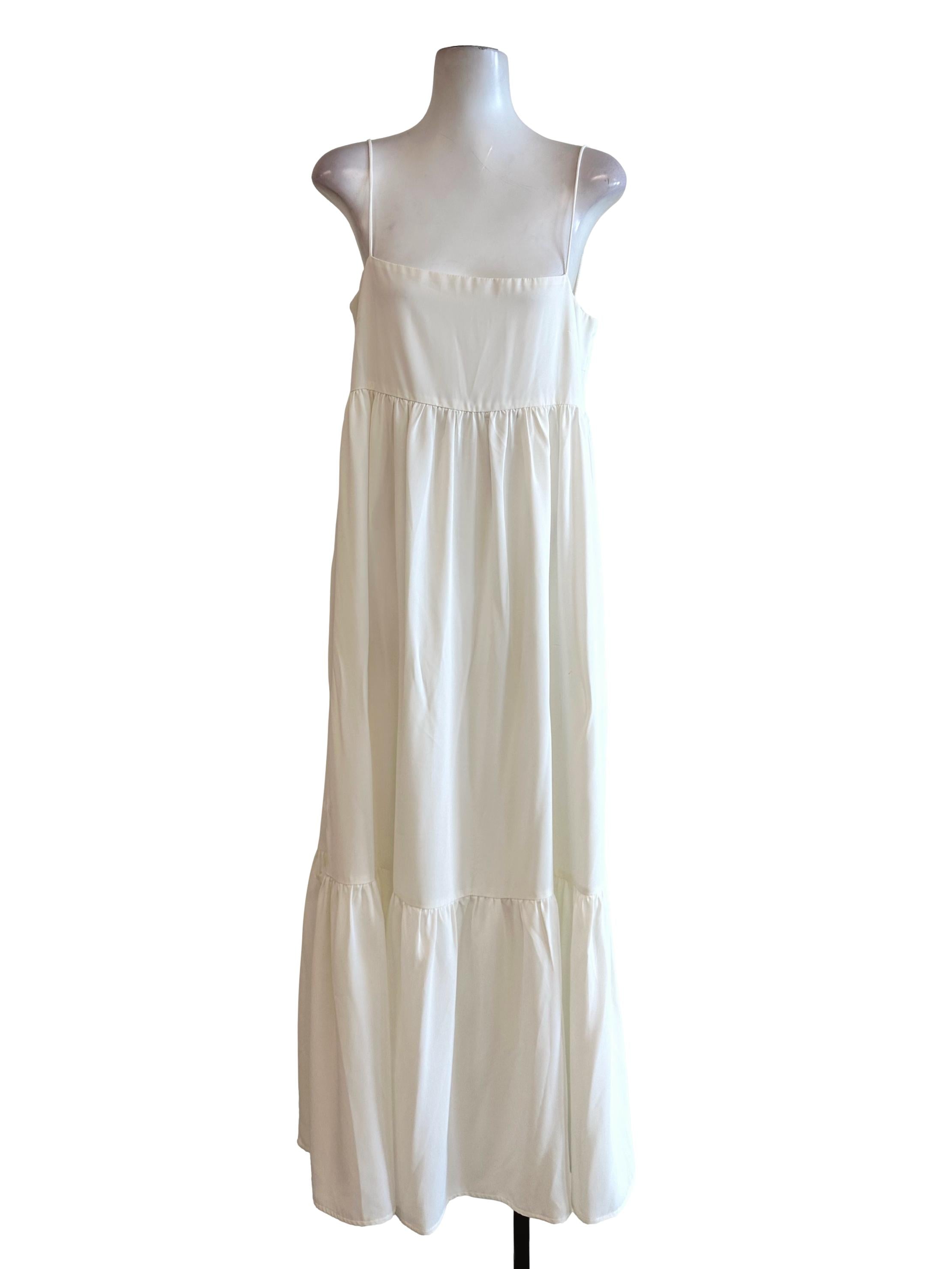 Daisy White Spaghetti Straps Maxi Dress