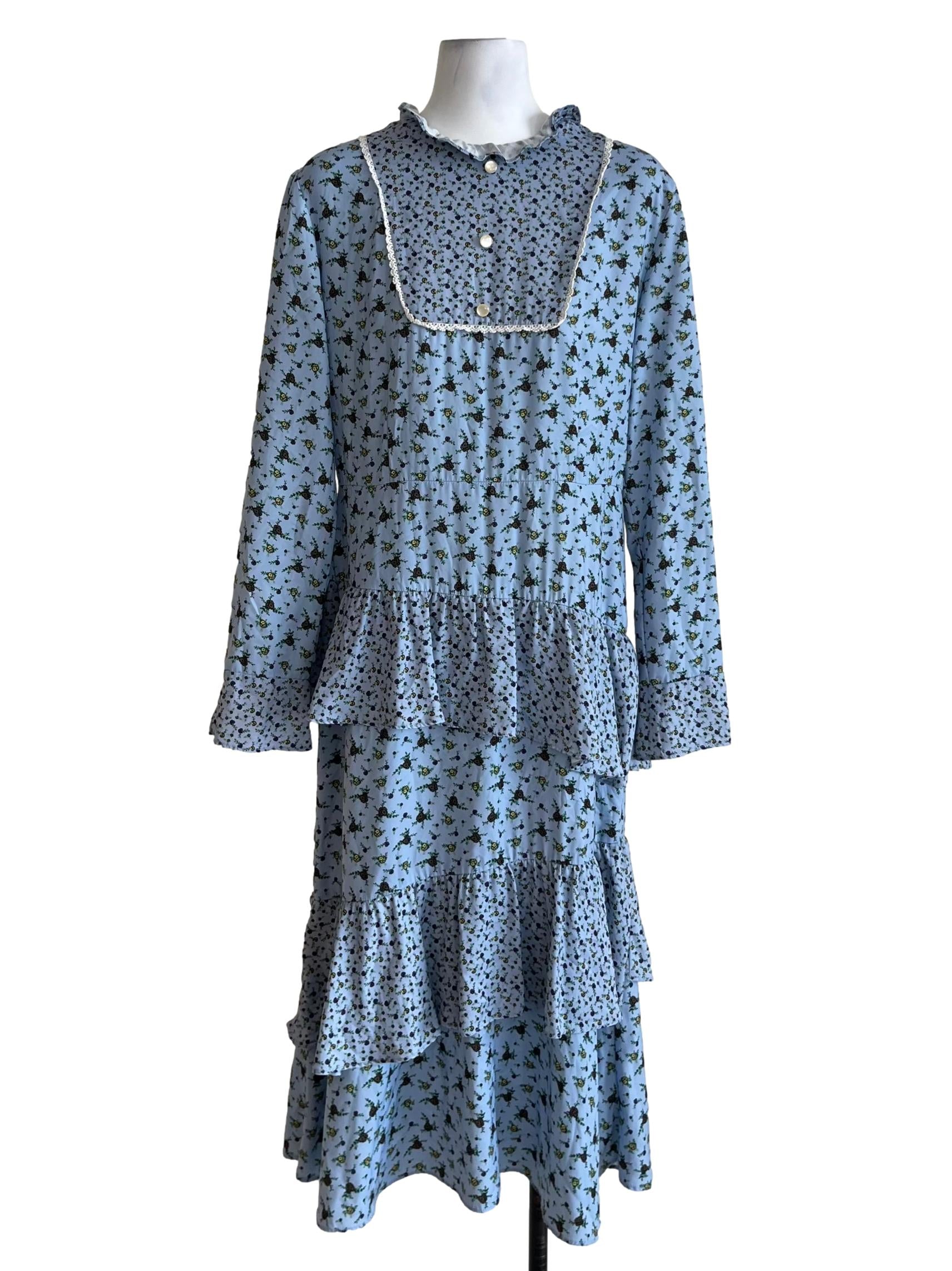 Blue Floral Empire Dress