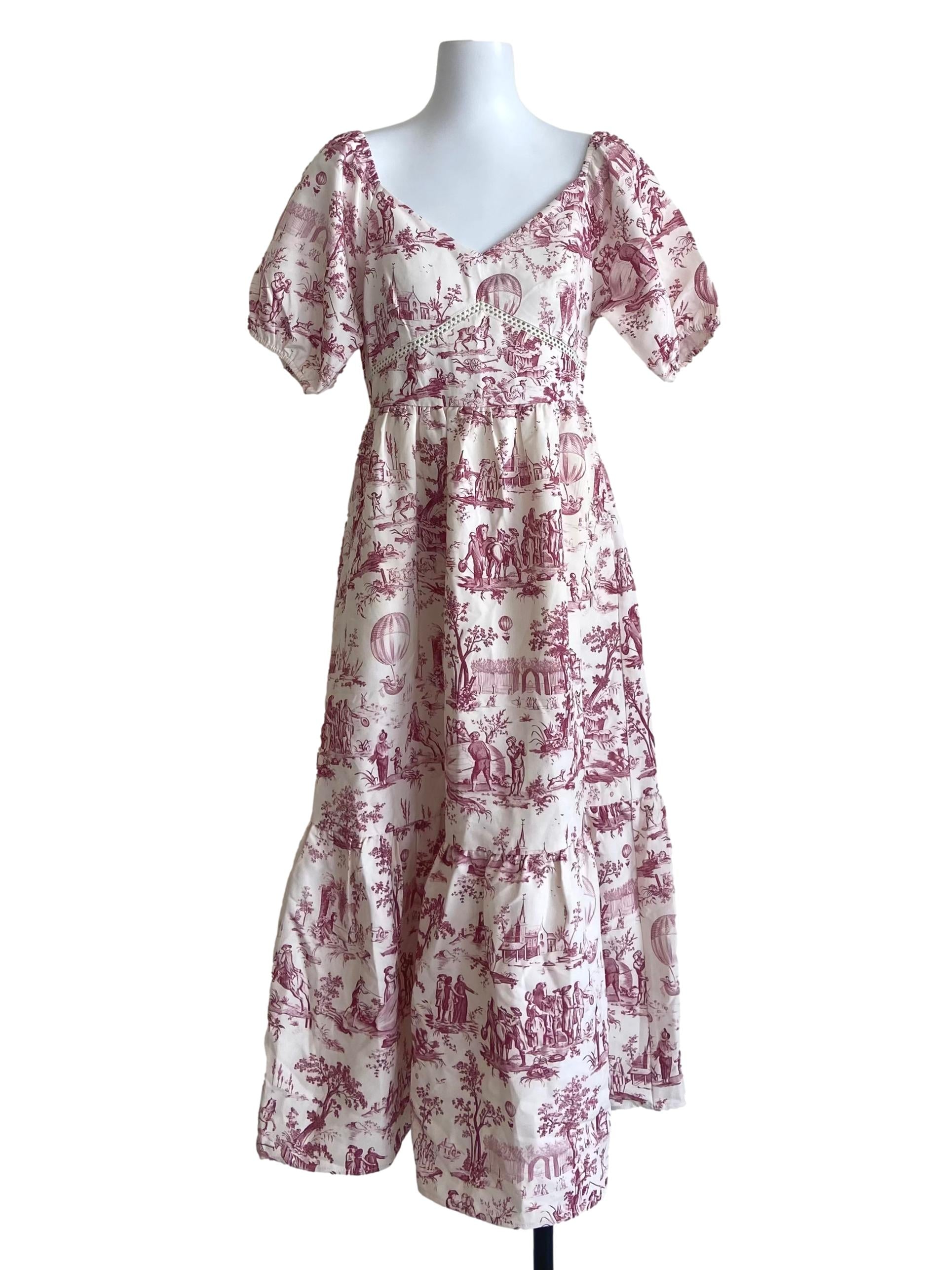 Parchment Beige V Neck Dropwaist Dress