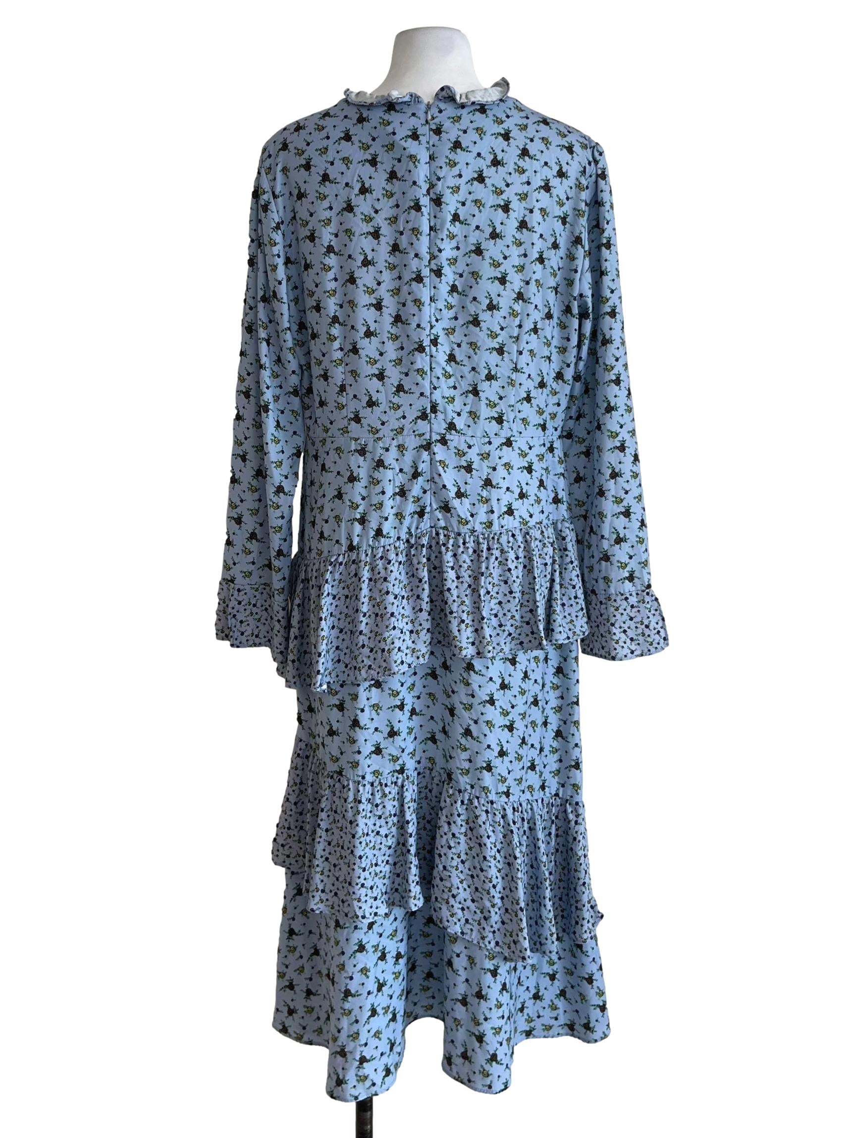Blue Floral Empire Dress