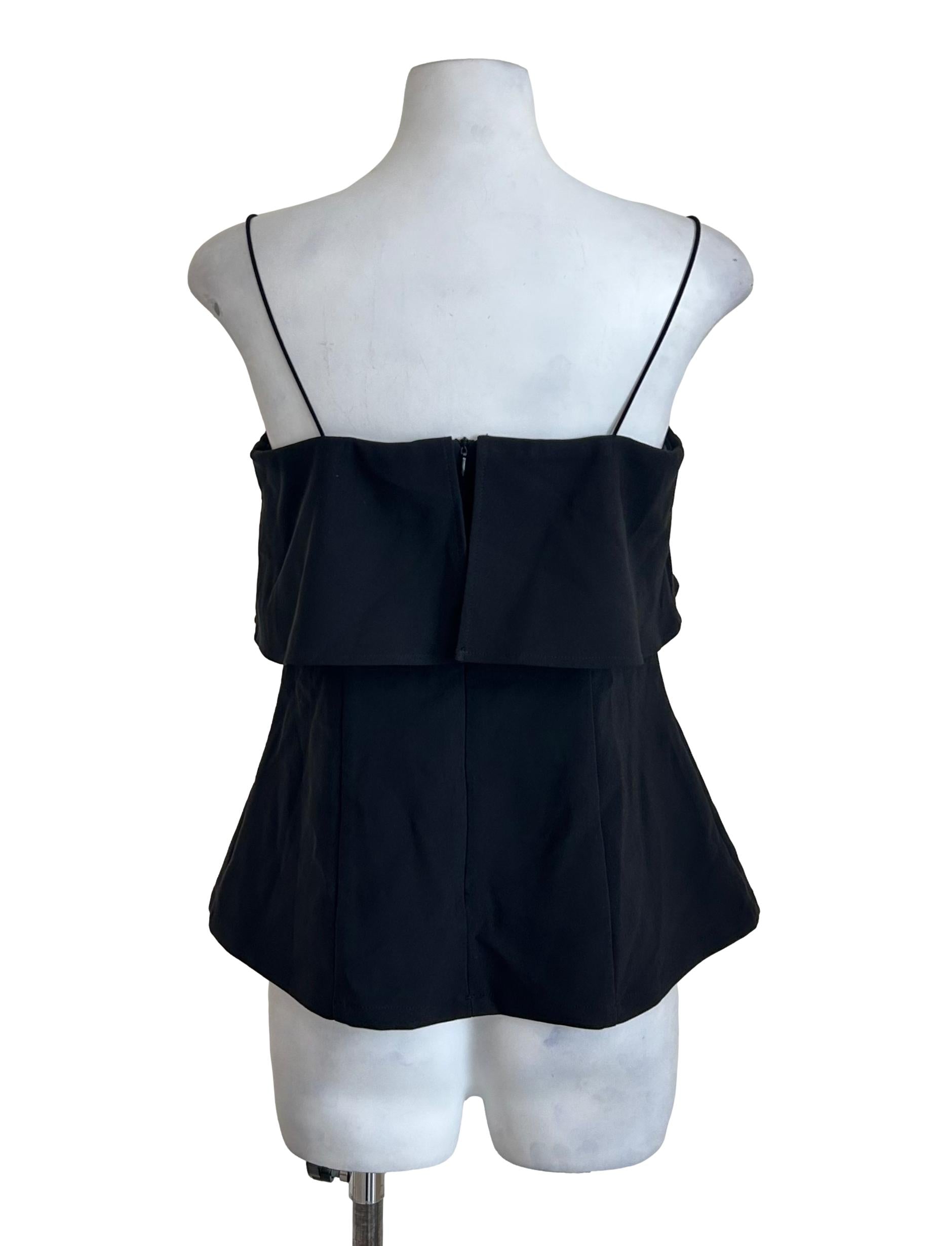 Black Layered Cami Peplum Top