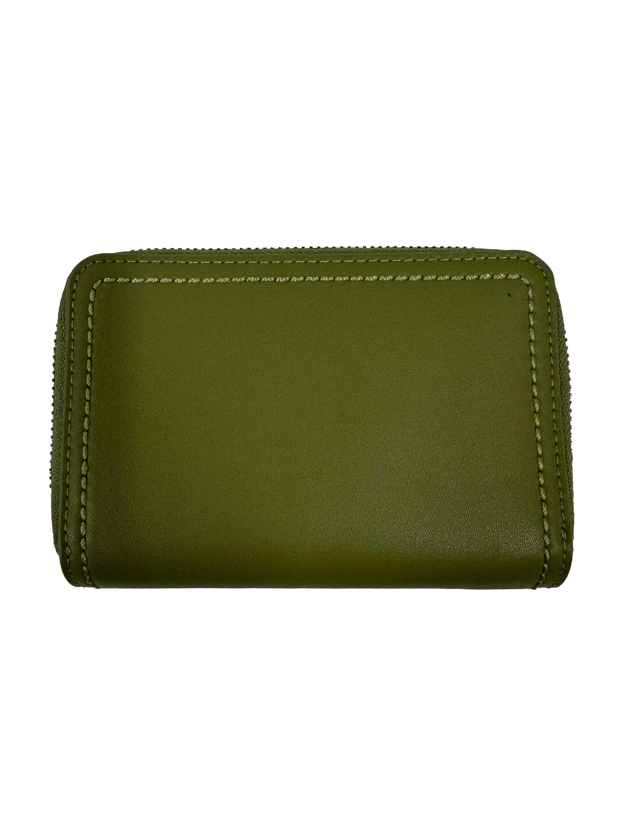 Olive Stitch Trim Envelope Wallet