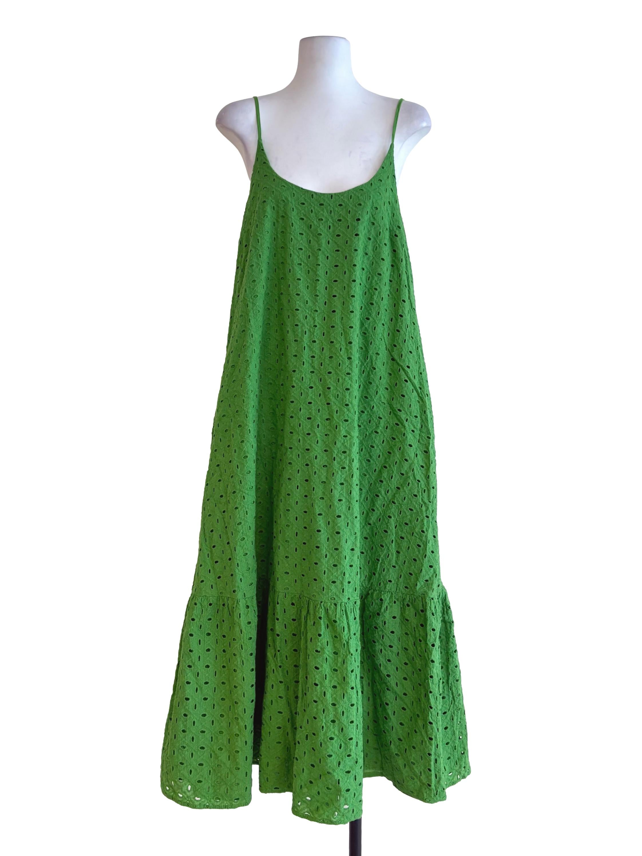 Shamrock Green Eyelet Drop Waist Dress LB