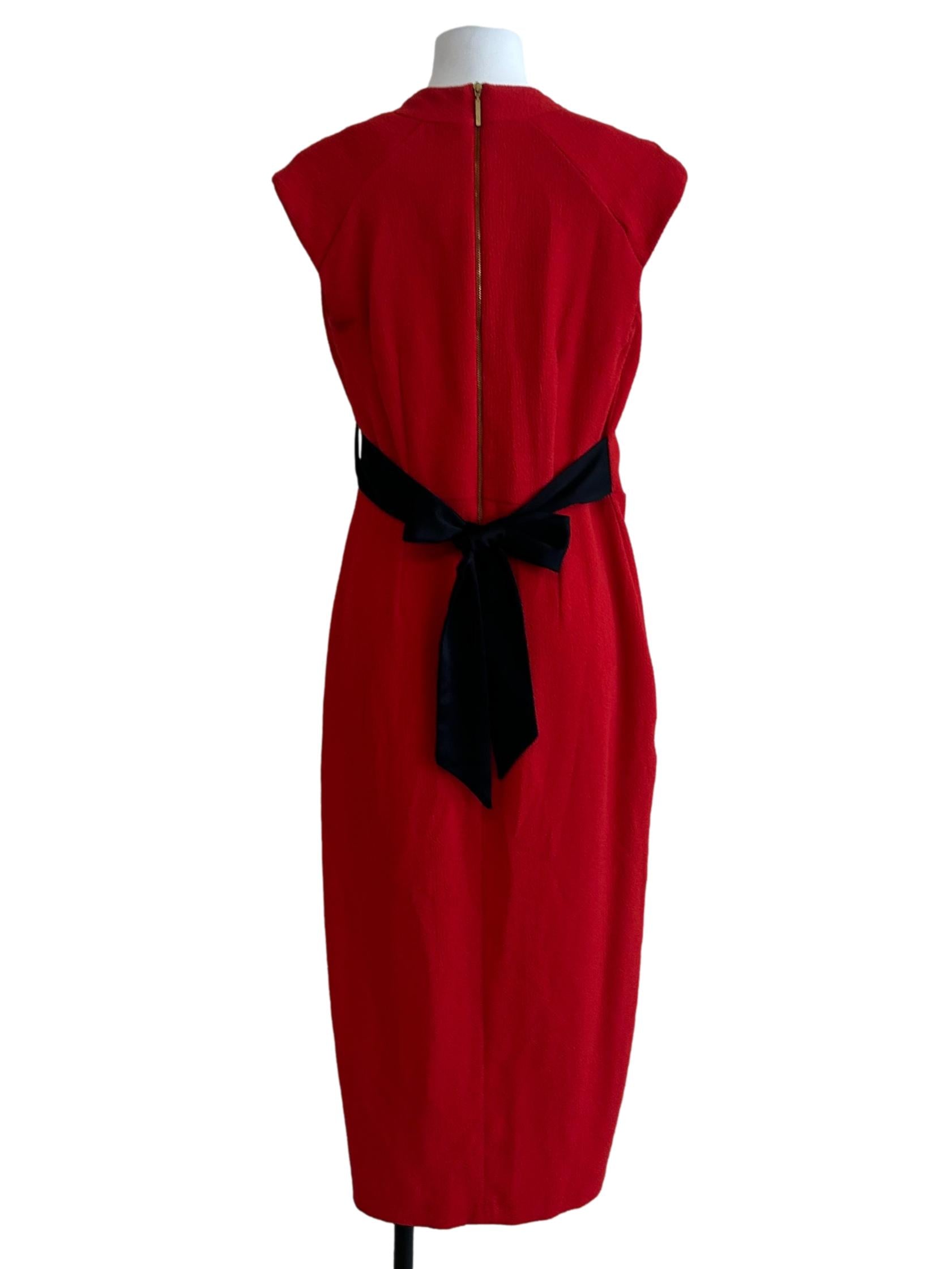Candy Red And Black Tie-Back Belt Dress