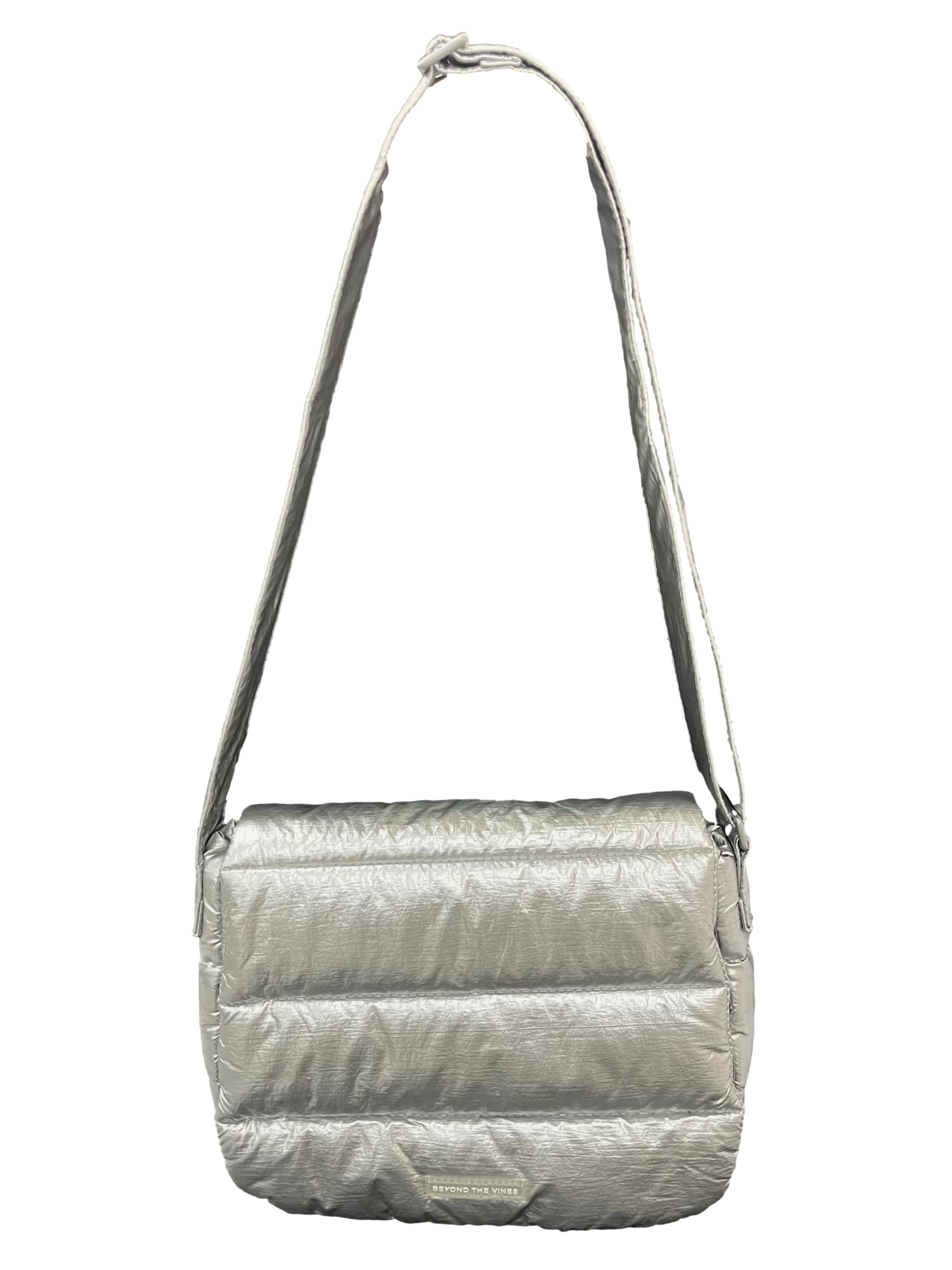 Silver Small Puffer Shoulder Bag