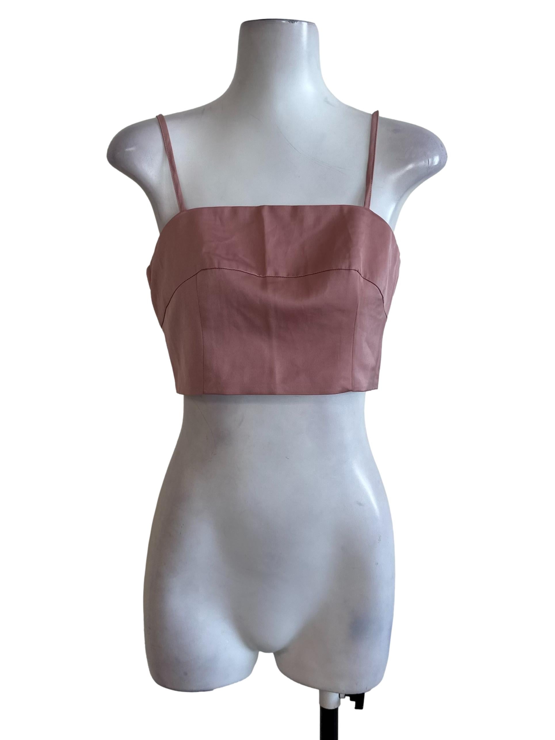 Dusty Pink Square Neck Crop Top