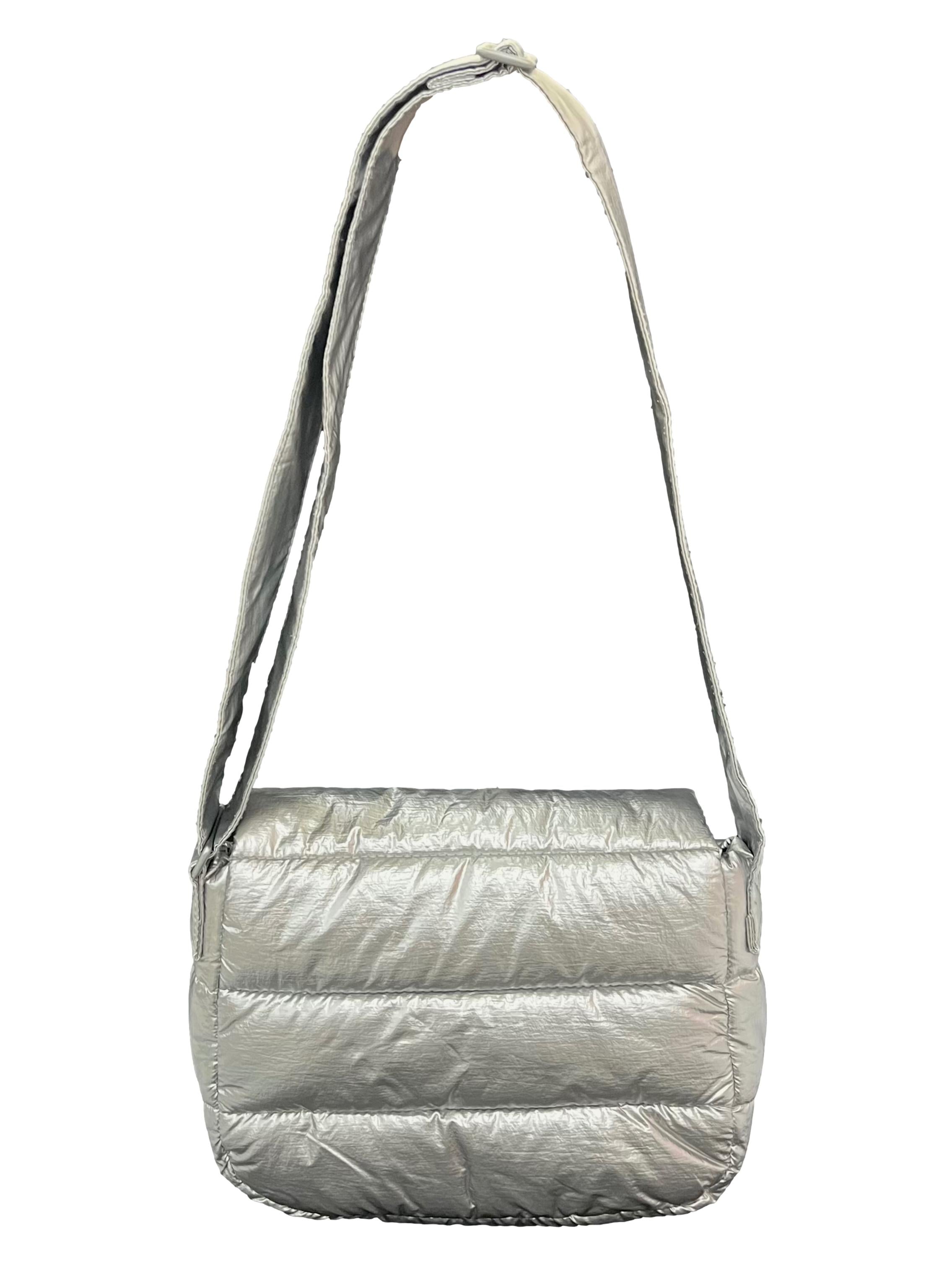 Silver Small Puffer Shoulder Bag