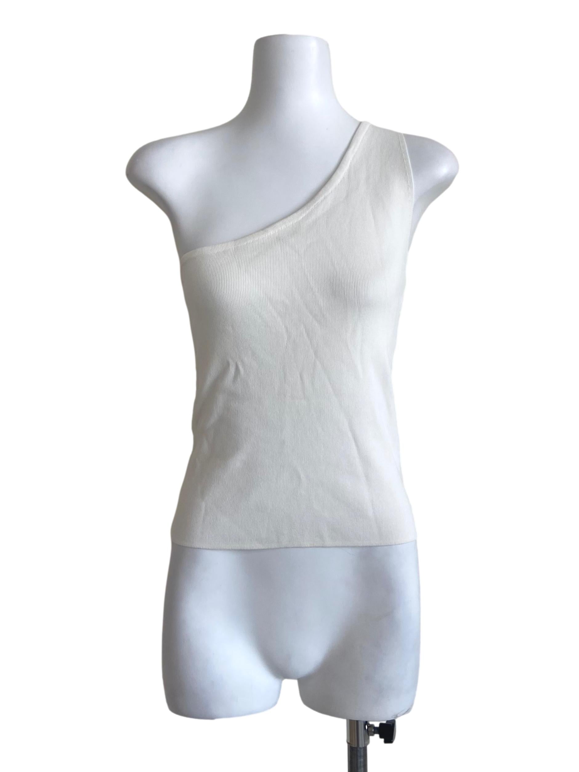 White One Shoulder Pencil Stripe Crop Top