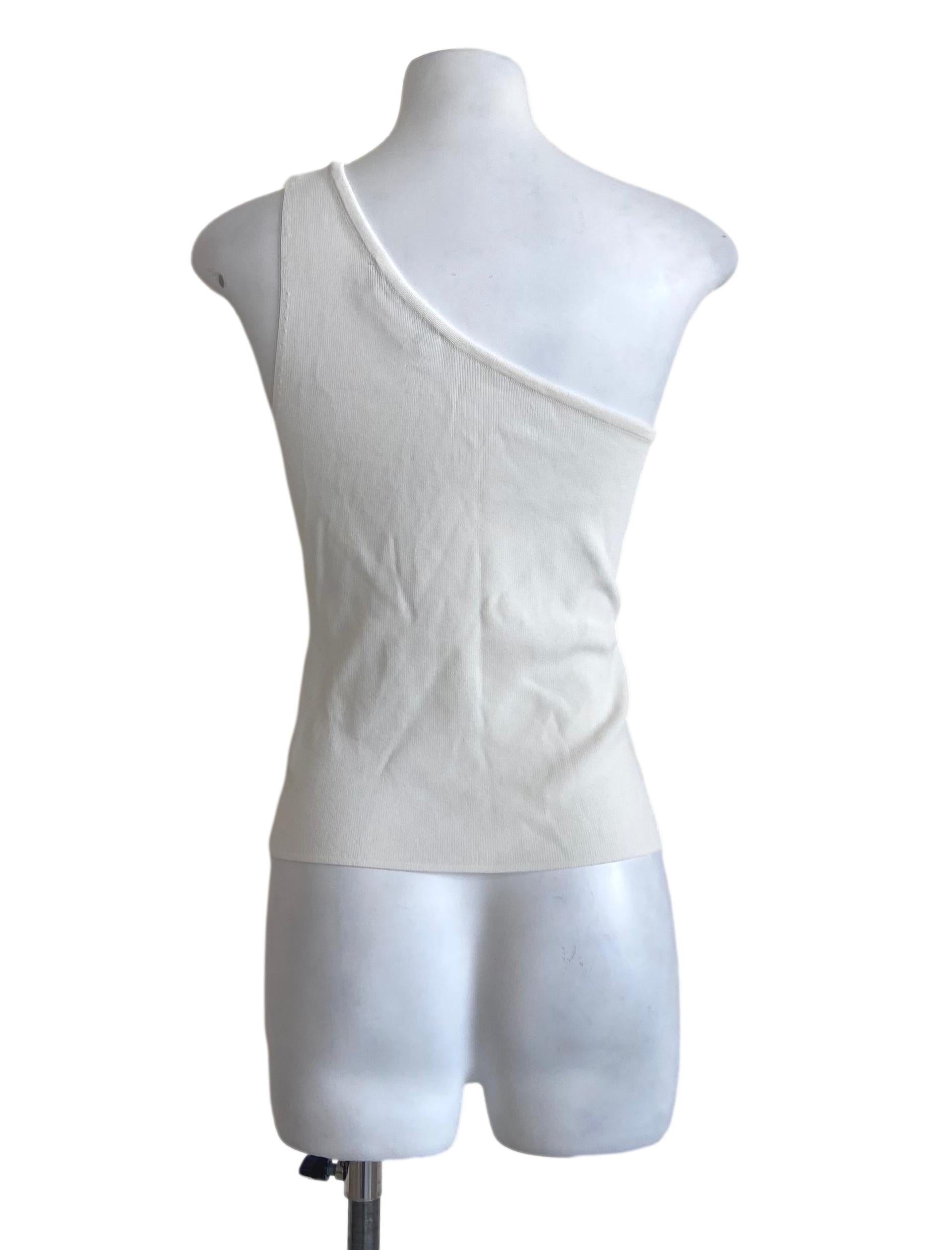 White One Shoulder Pencil Stripe Crop Top