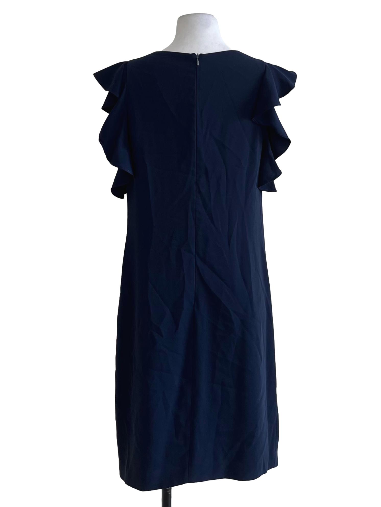 Navy Blue Jewel Neckline Shift Dress
