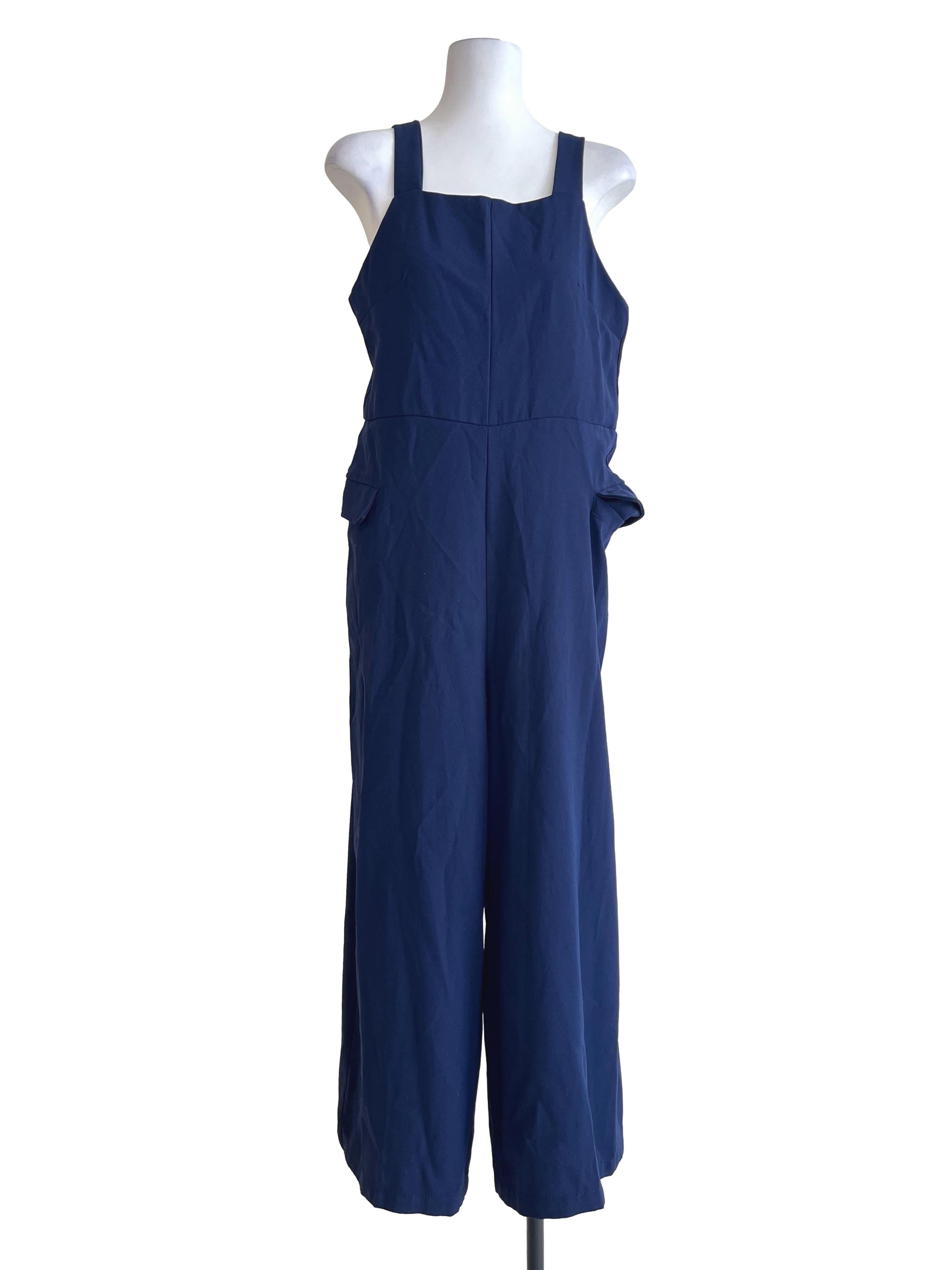 Denim Blue Straight Across Sleeveless Jumpsuit TEM