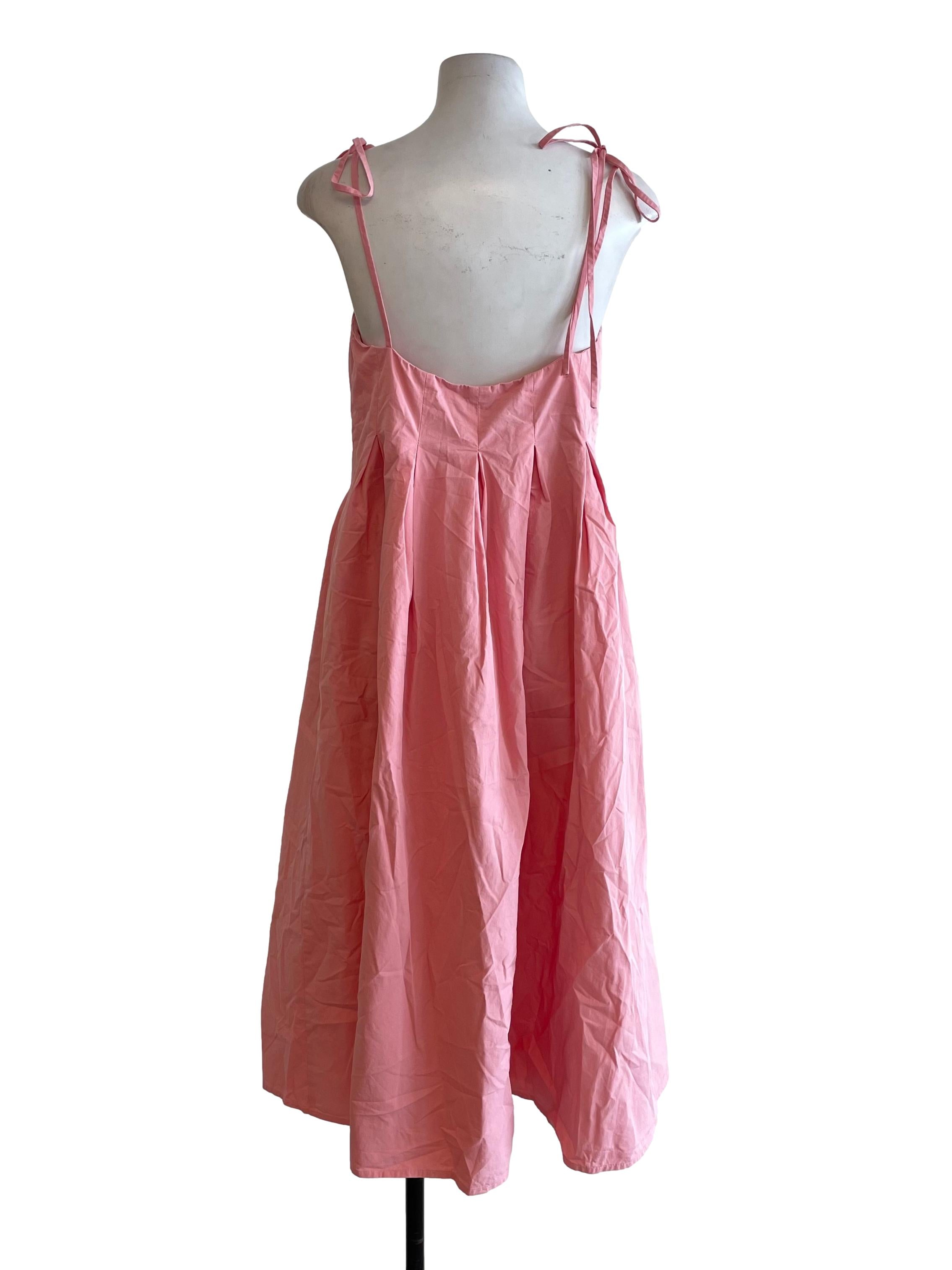 Warm Pink Bustier Pleated Dress