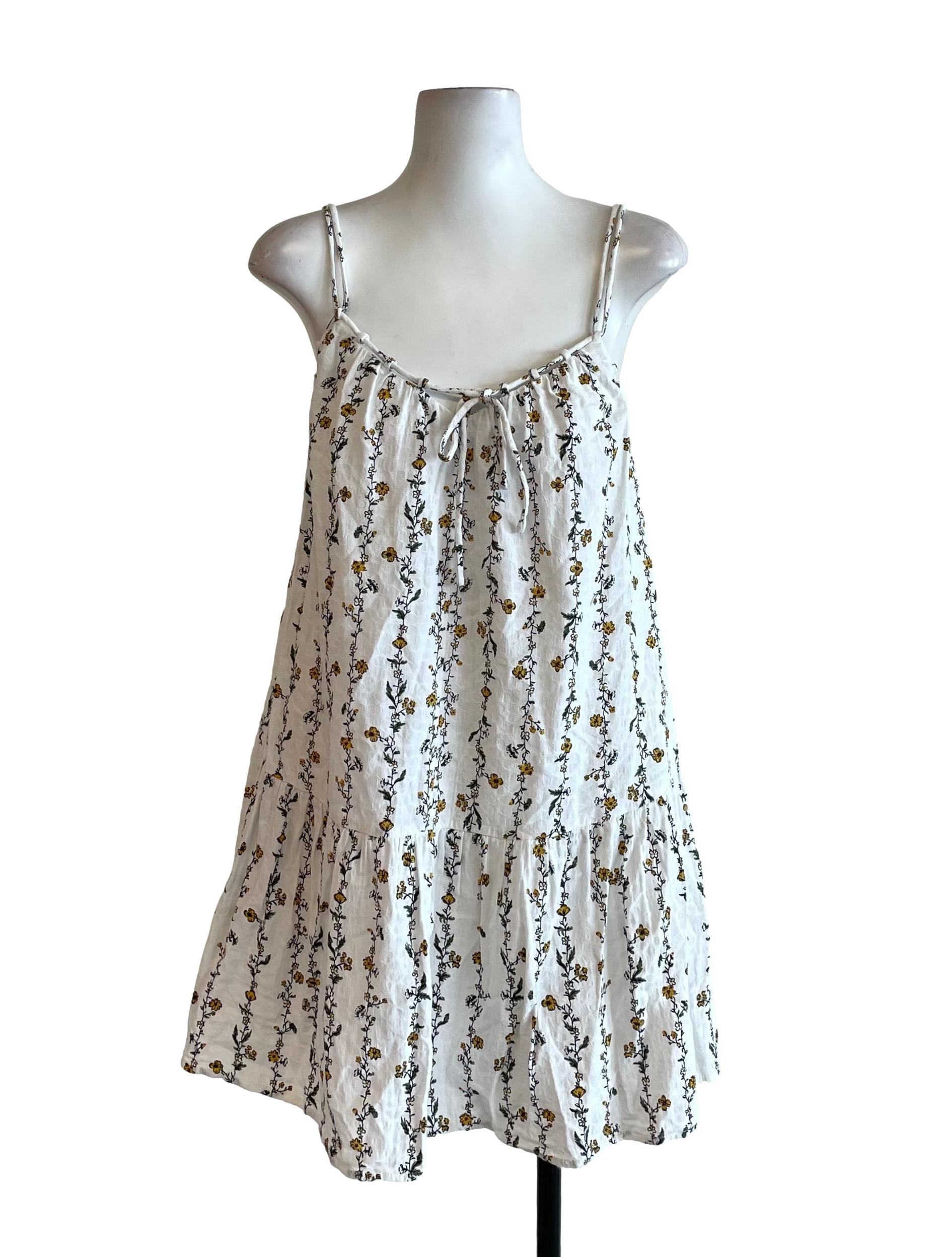 White Floral Tiered Coquette Dress
