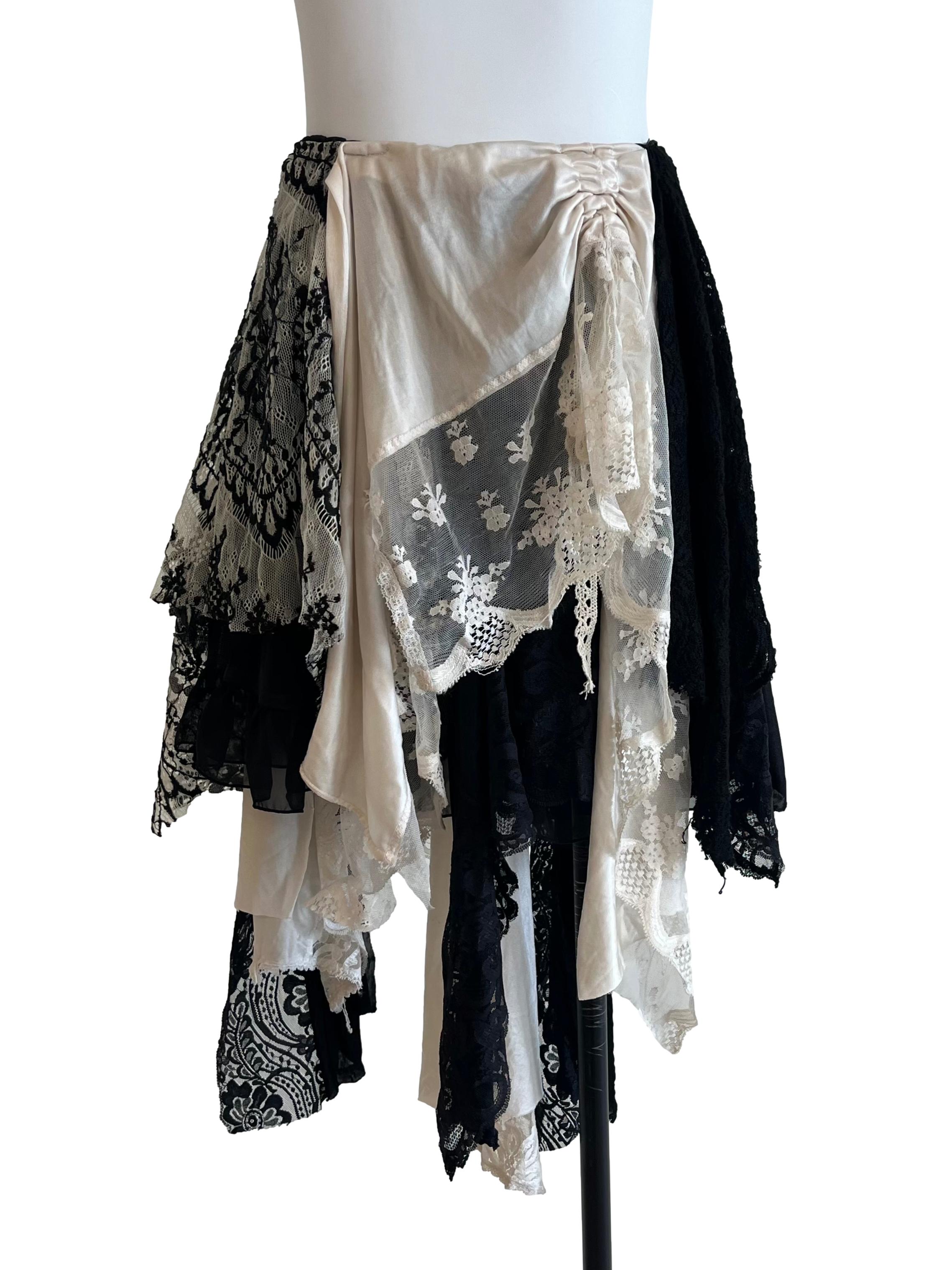 Black With Beige Lace Skirt