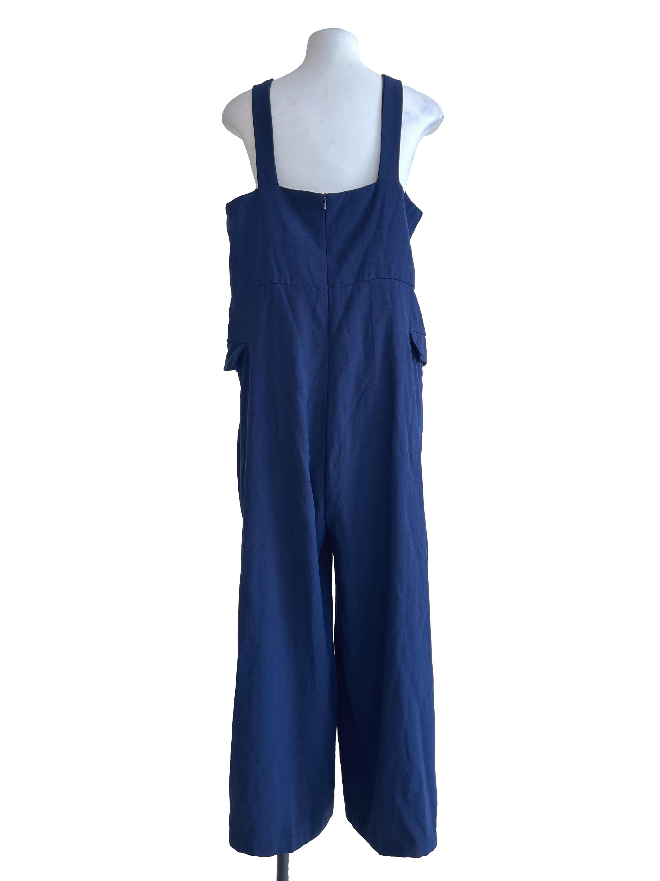 Denim Blue Straight Across Sleeveless Jumpsuit TEM