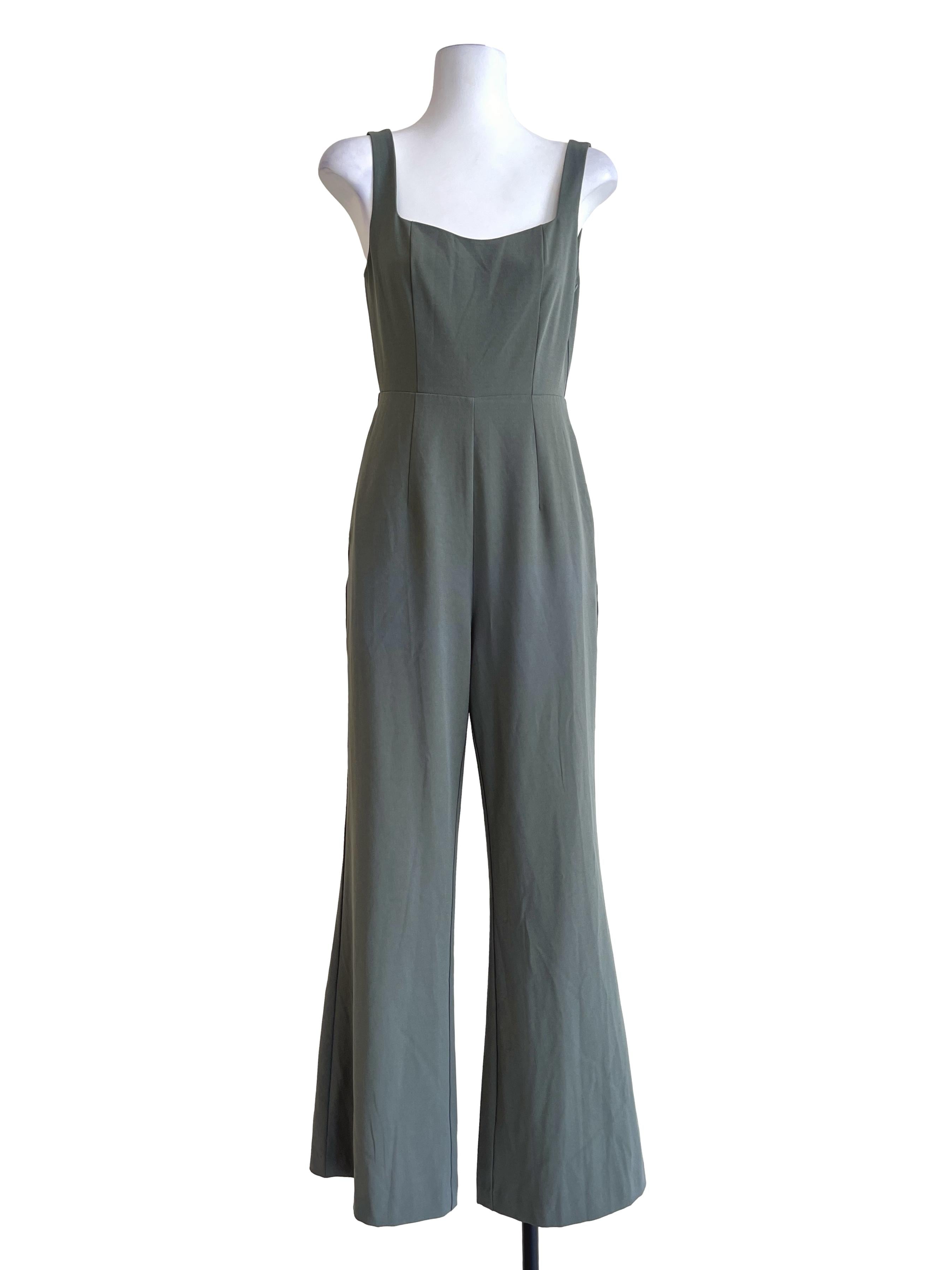 Moss Green Straight Across Sleeveless Jumpsuit LB