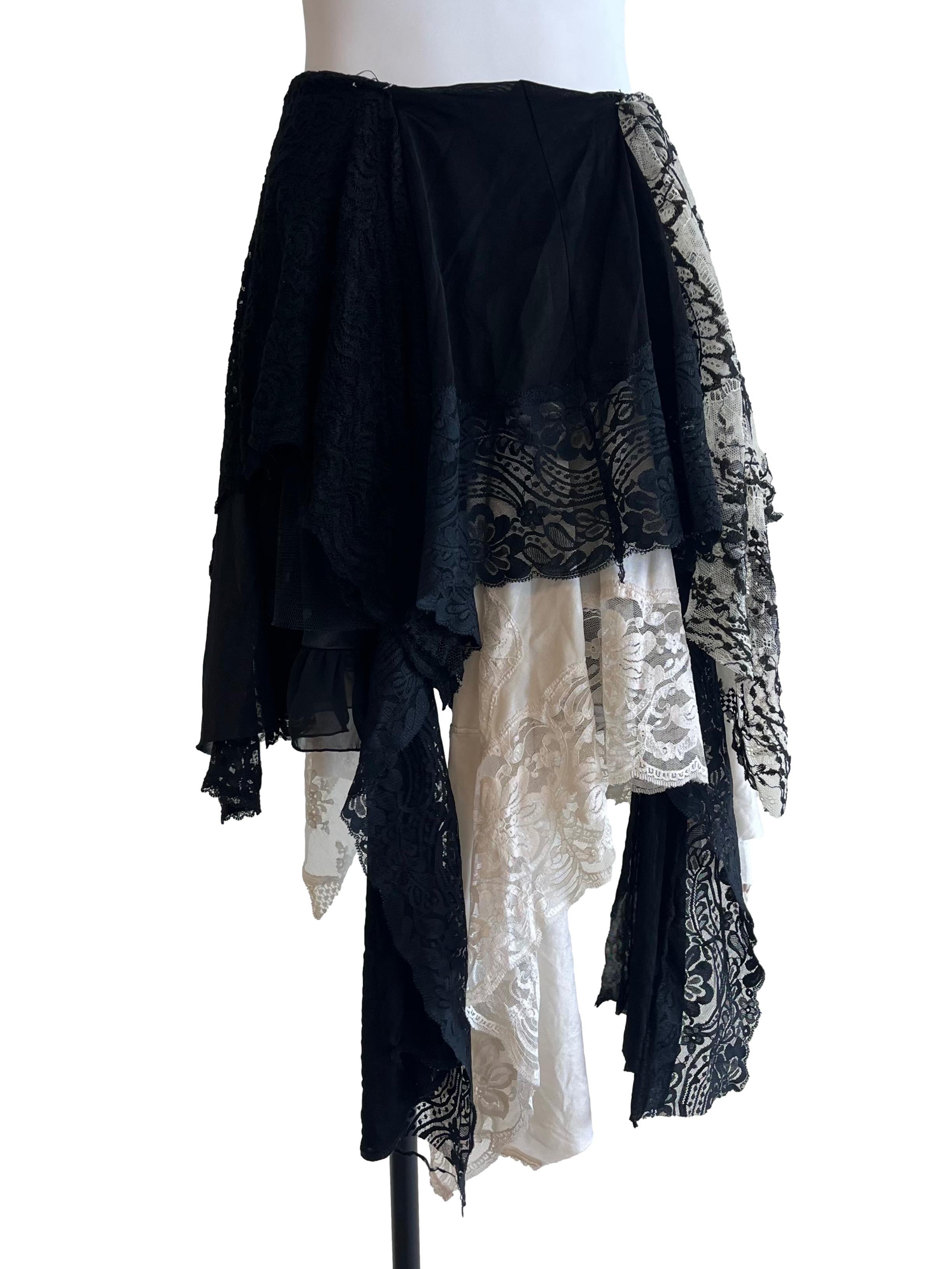 Black With Beige Lace Skirt