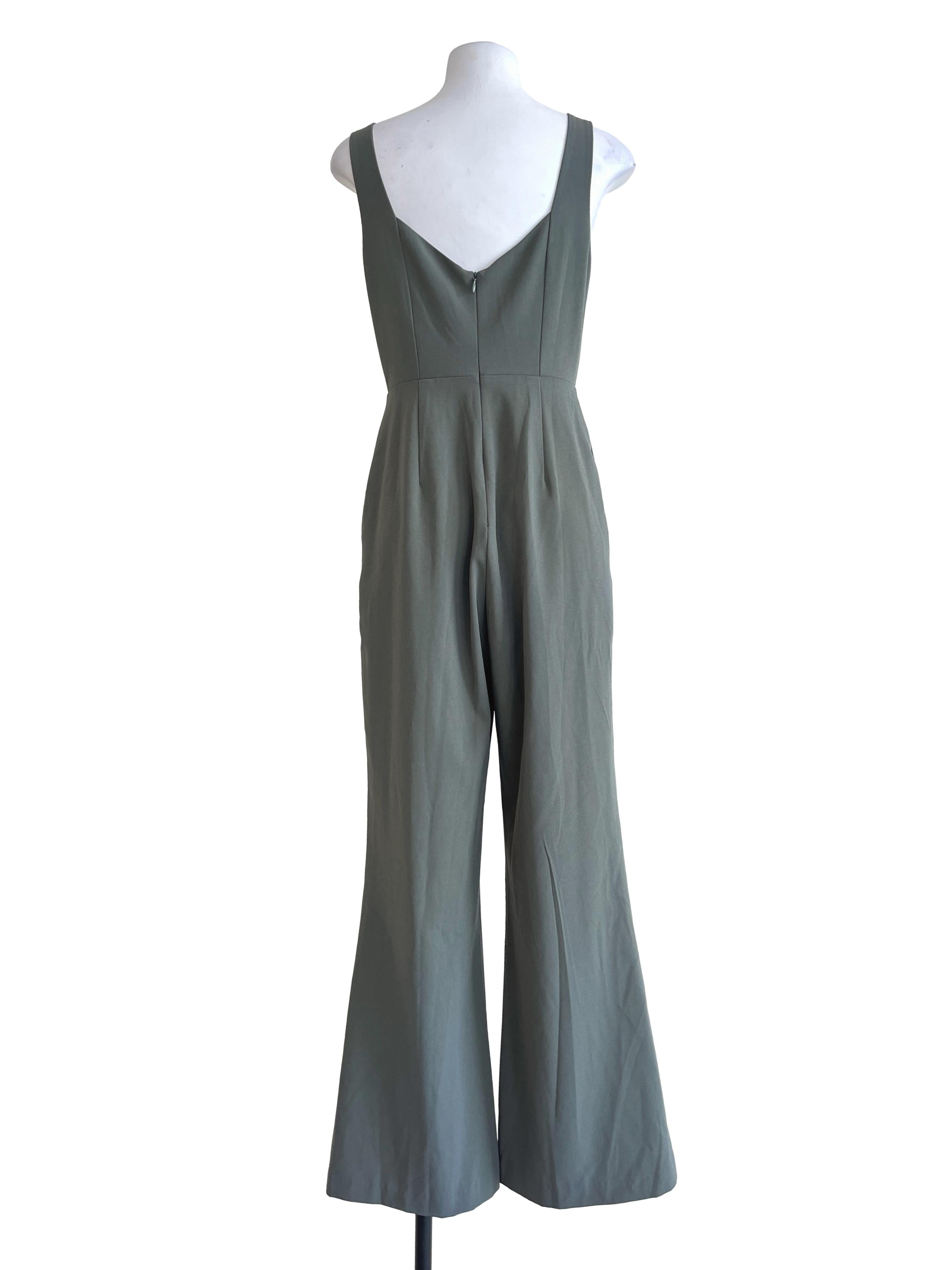 Moss Green Straight Across Sleeveless Jumpsuit LB