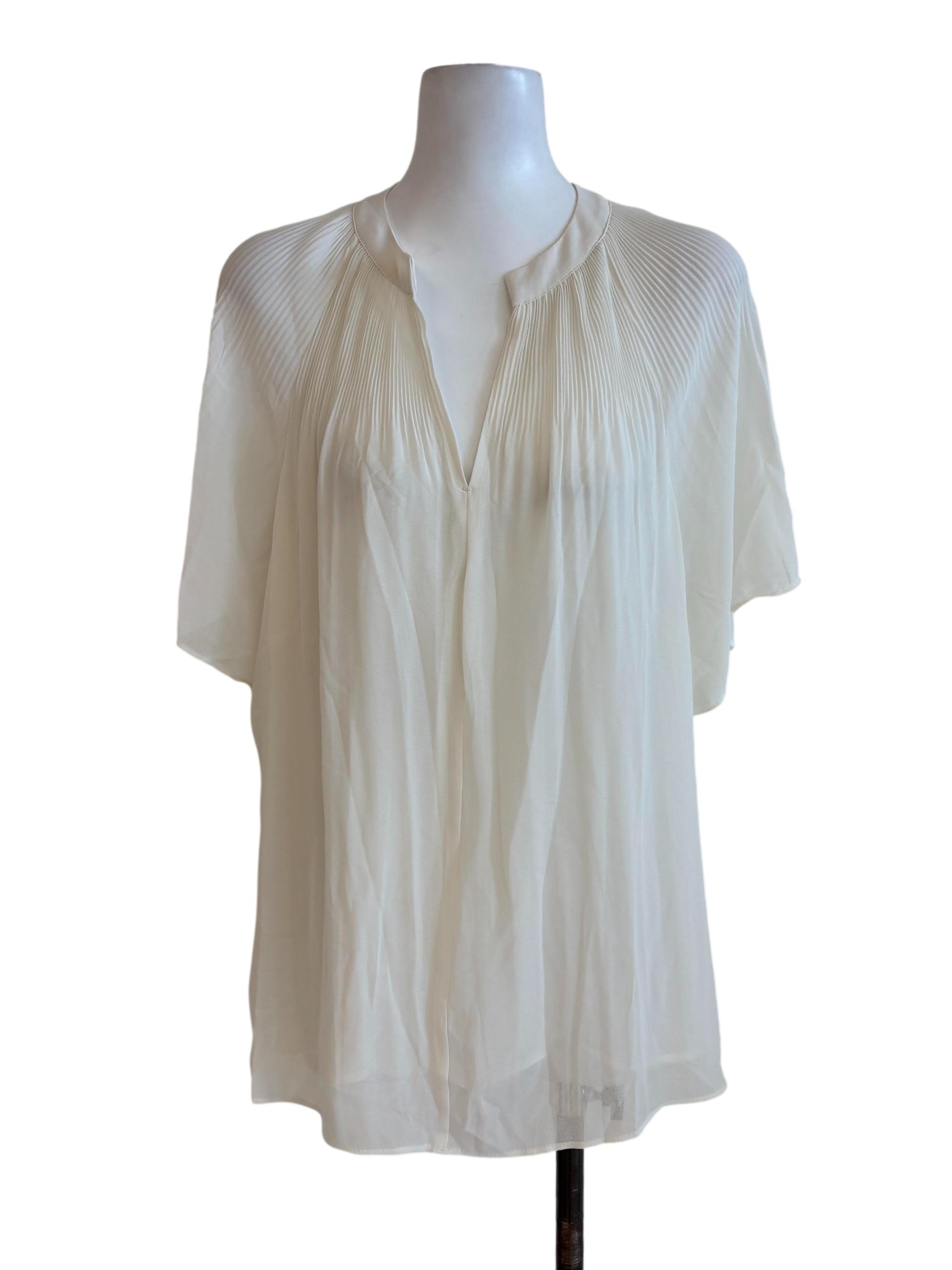 White Sheer Drape Blouse