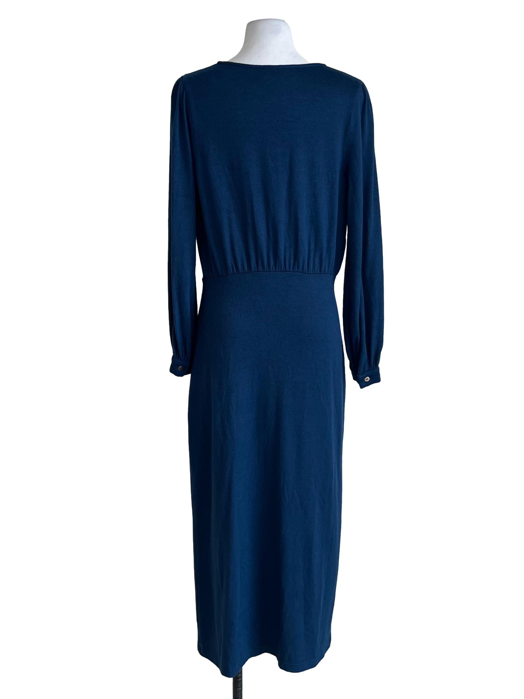 Navy Blue V-Neck Empire Dress