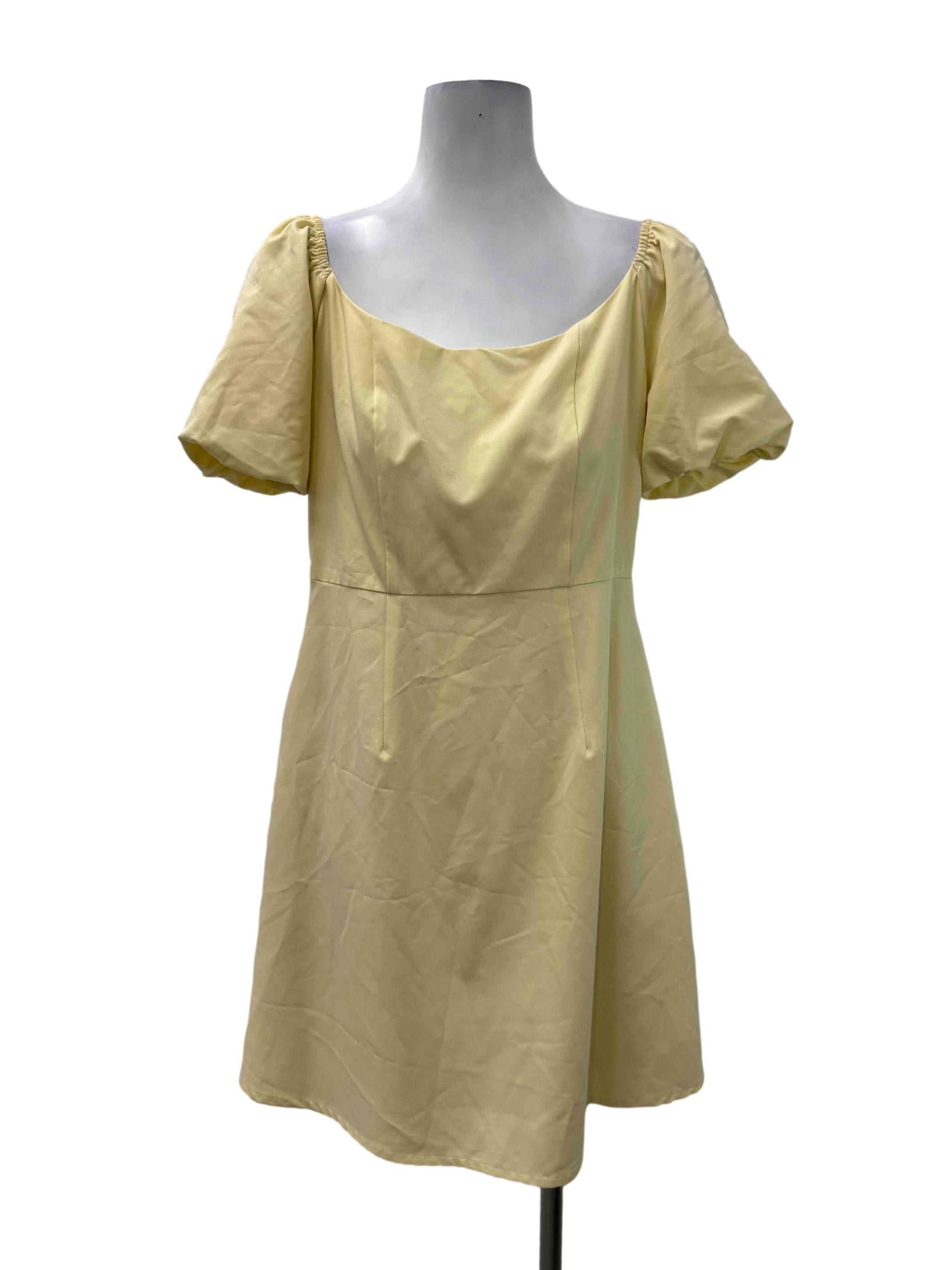 Pastel Yellow Puffy Sleeves Dress