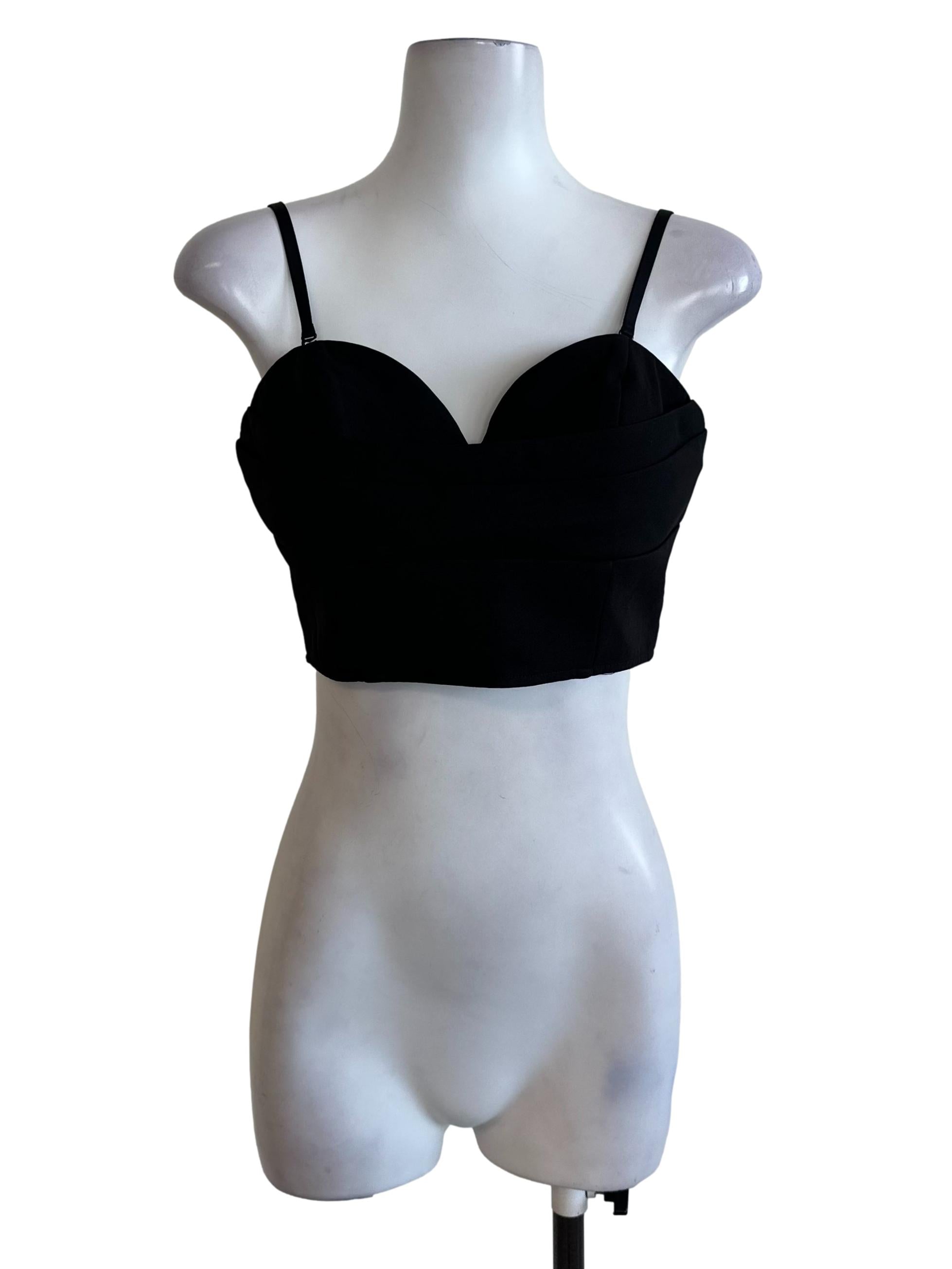 Onyx Black Sweetheart Neckline Crop Top