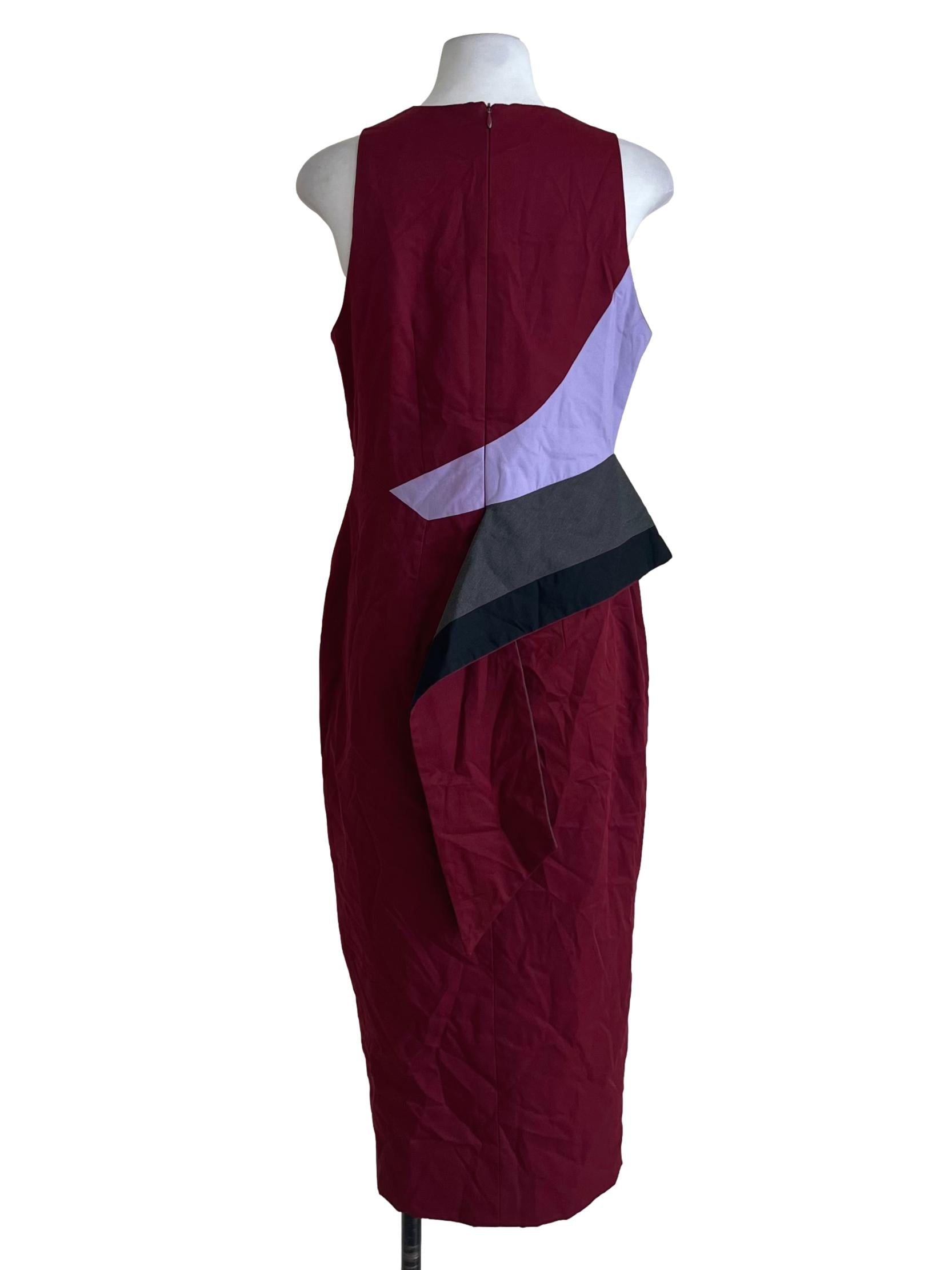 Wine Red Jewel Neckline A-Line Dress