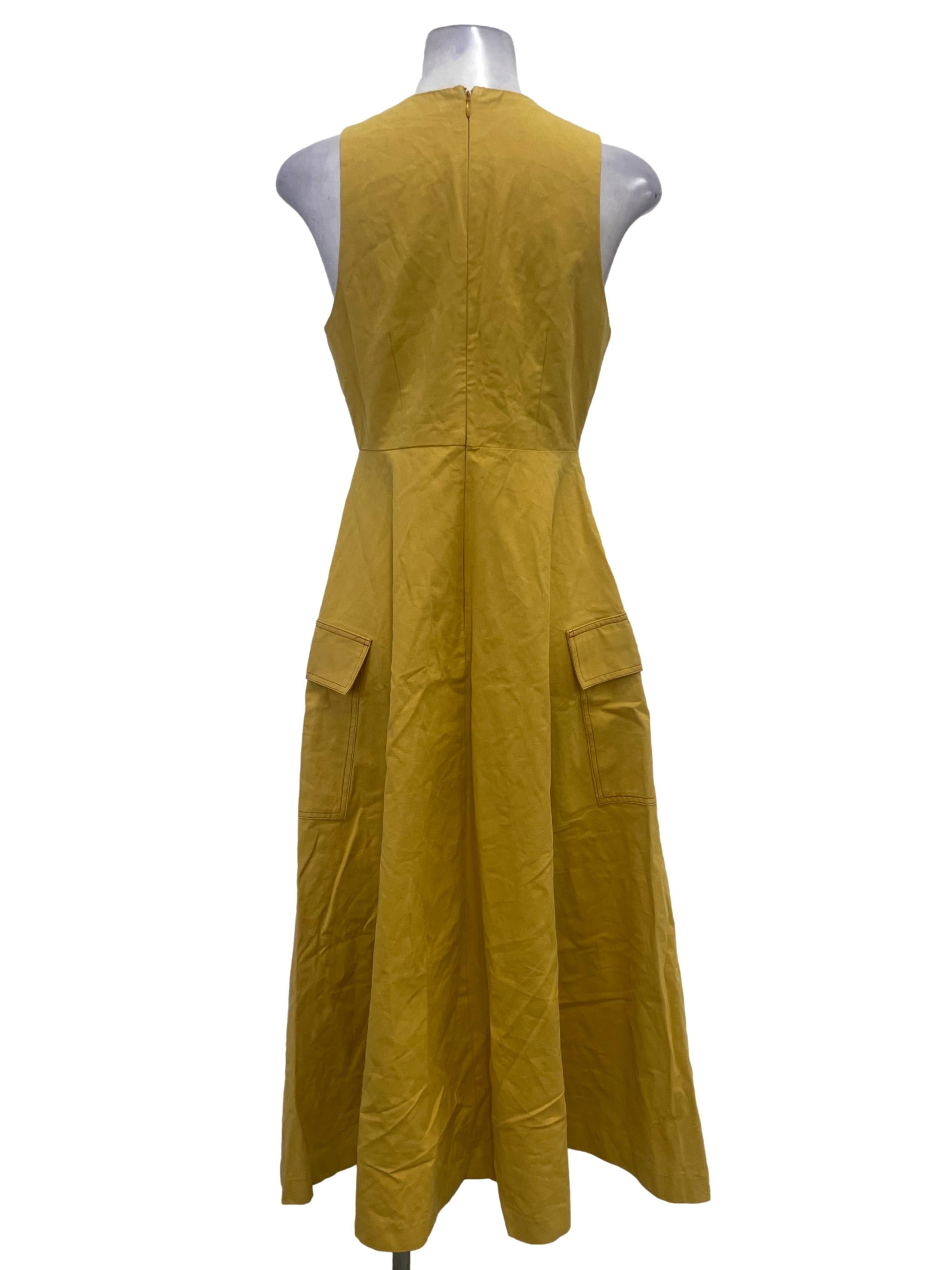 Mustard Yellow Pocket Sleeveless Dress