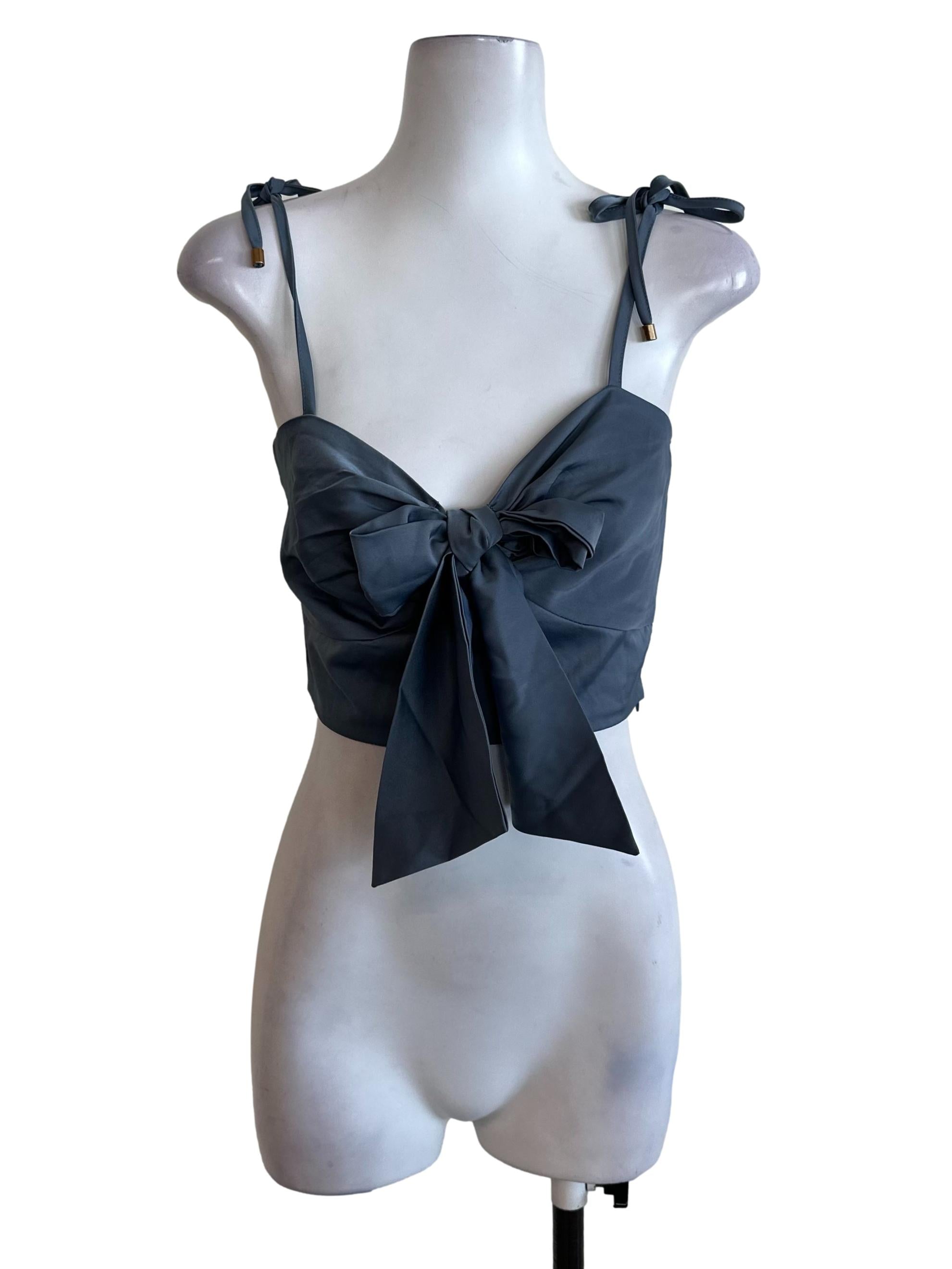 Spruce Blue Ribbon V Neck Top