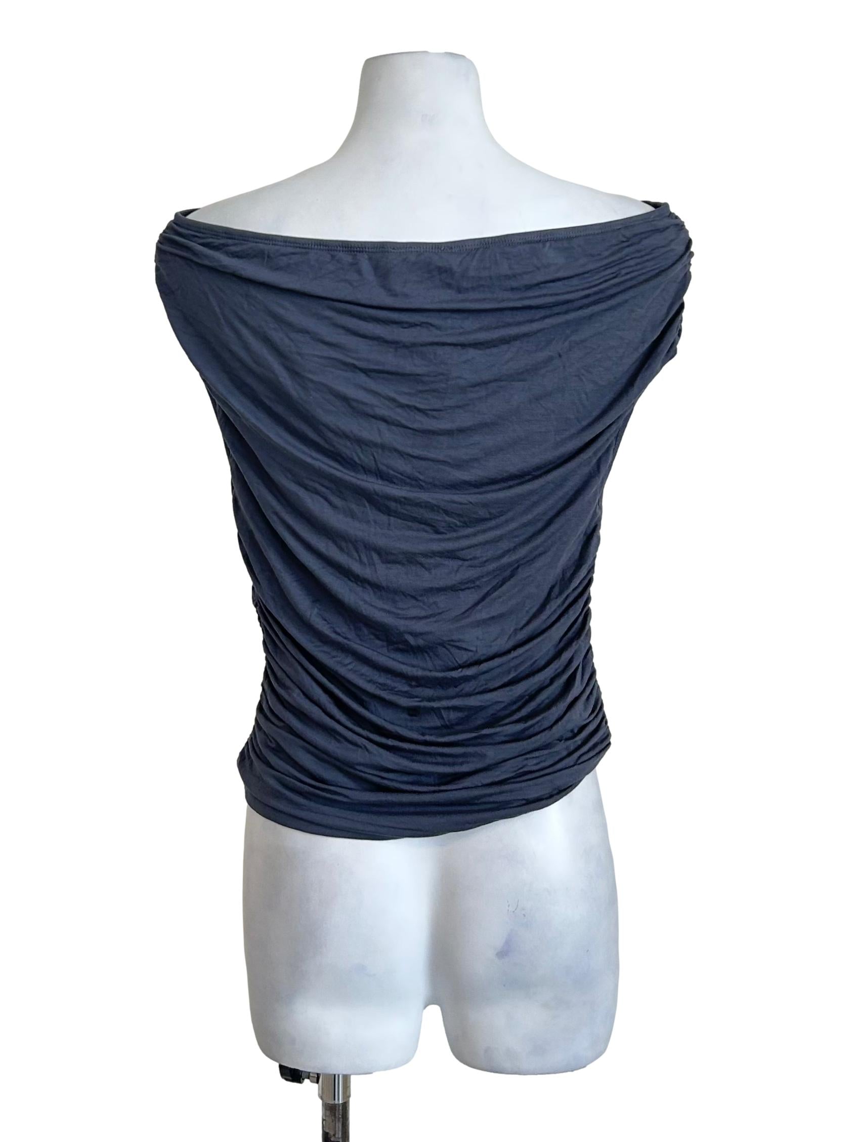 Charcoal Grey Ruched Bardot Top