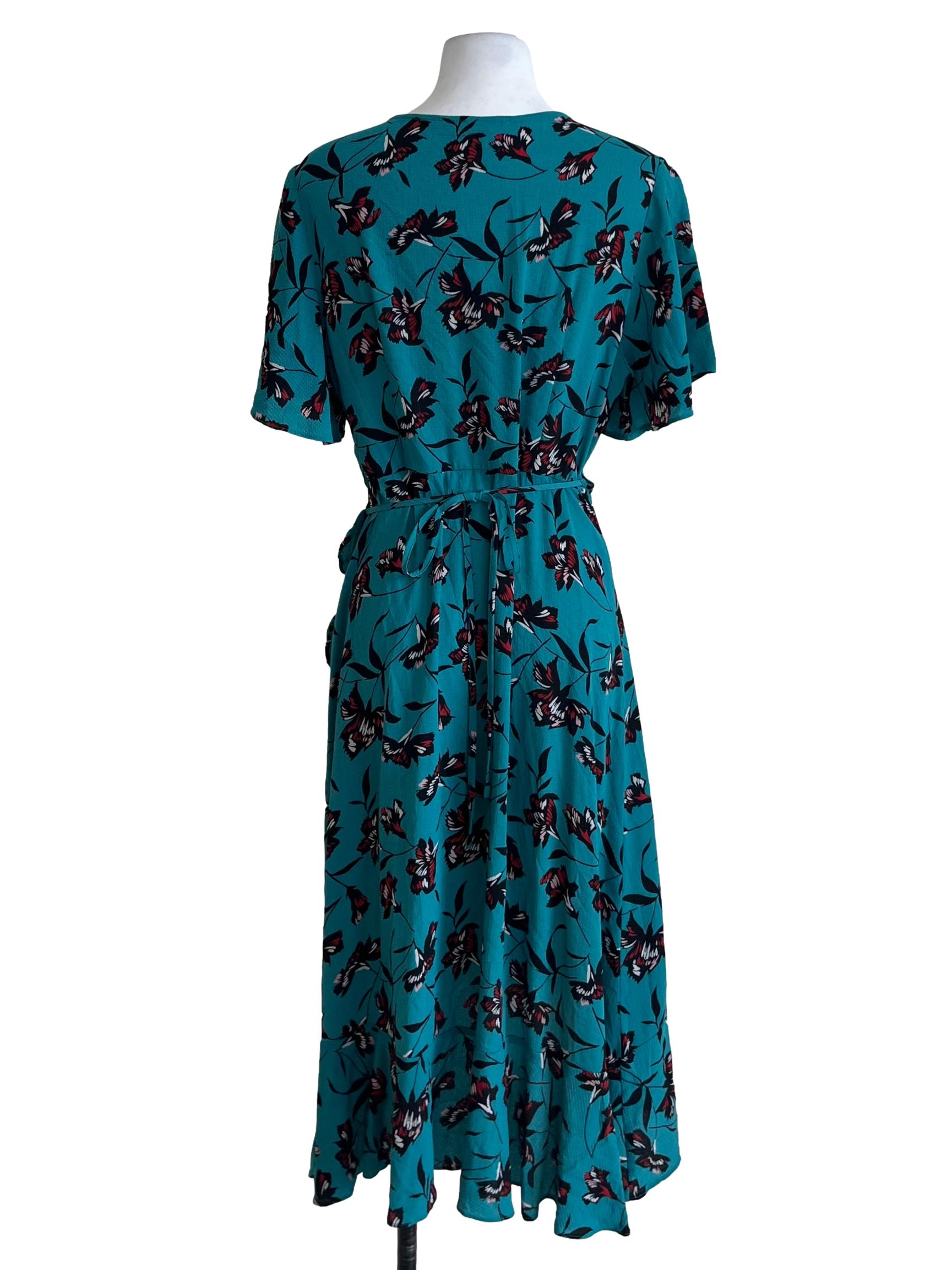 Ocean Blue Floral Wrap Dress