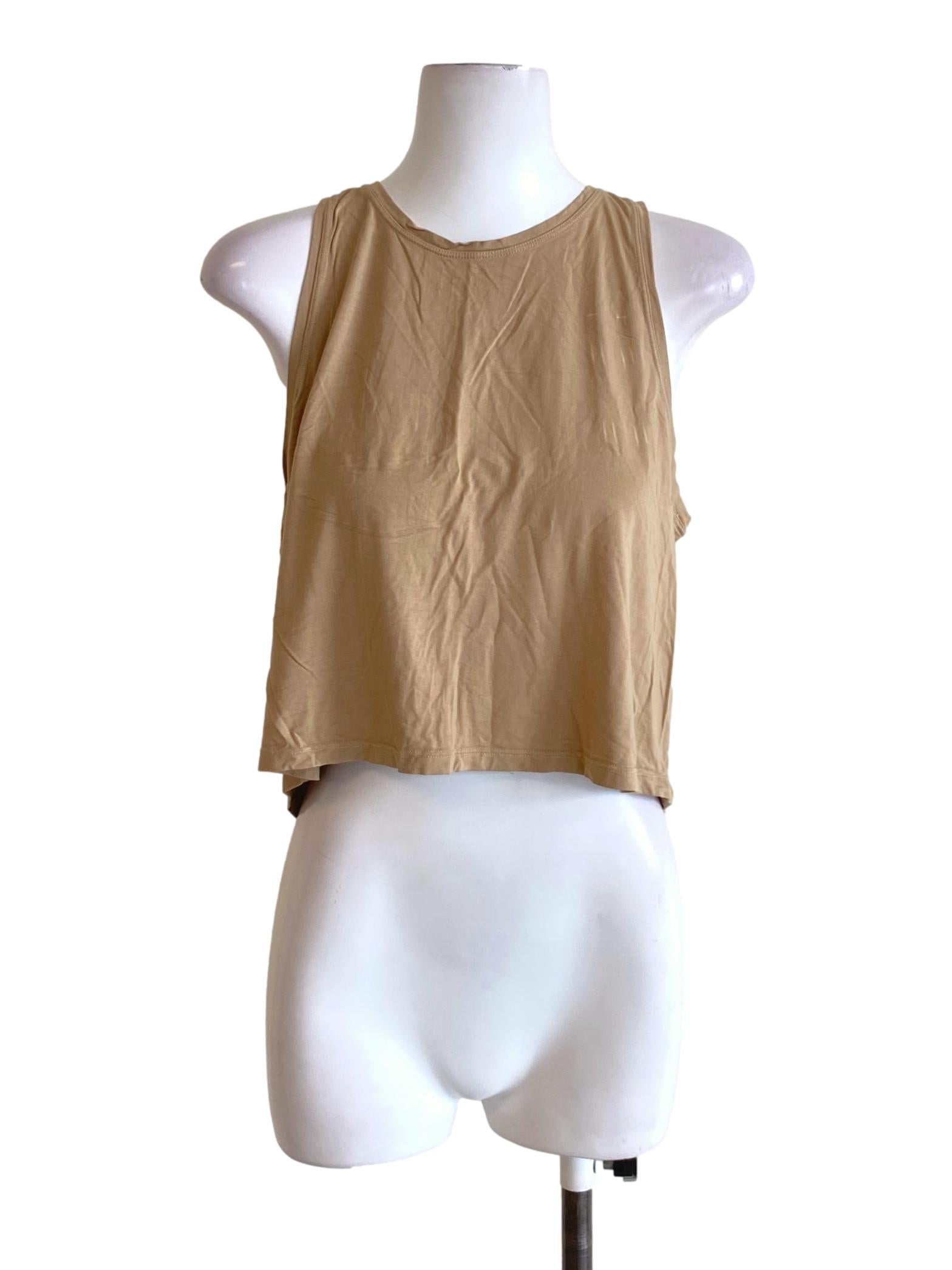 Tortilla Brown Round Neck Loose Tank Top