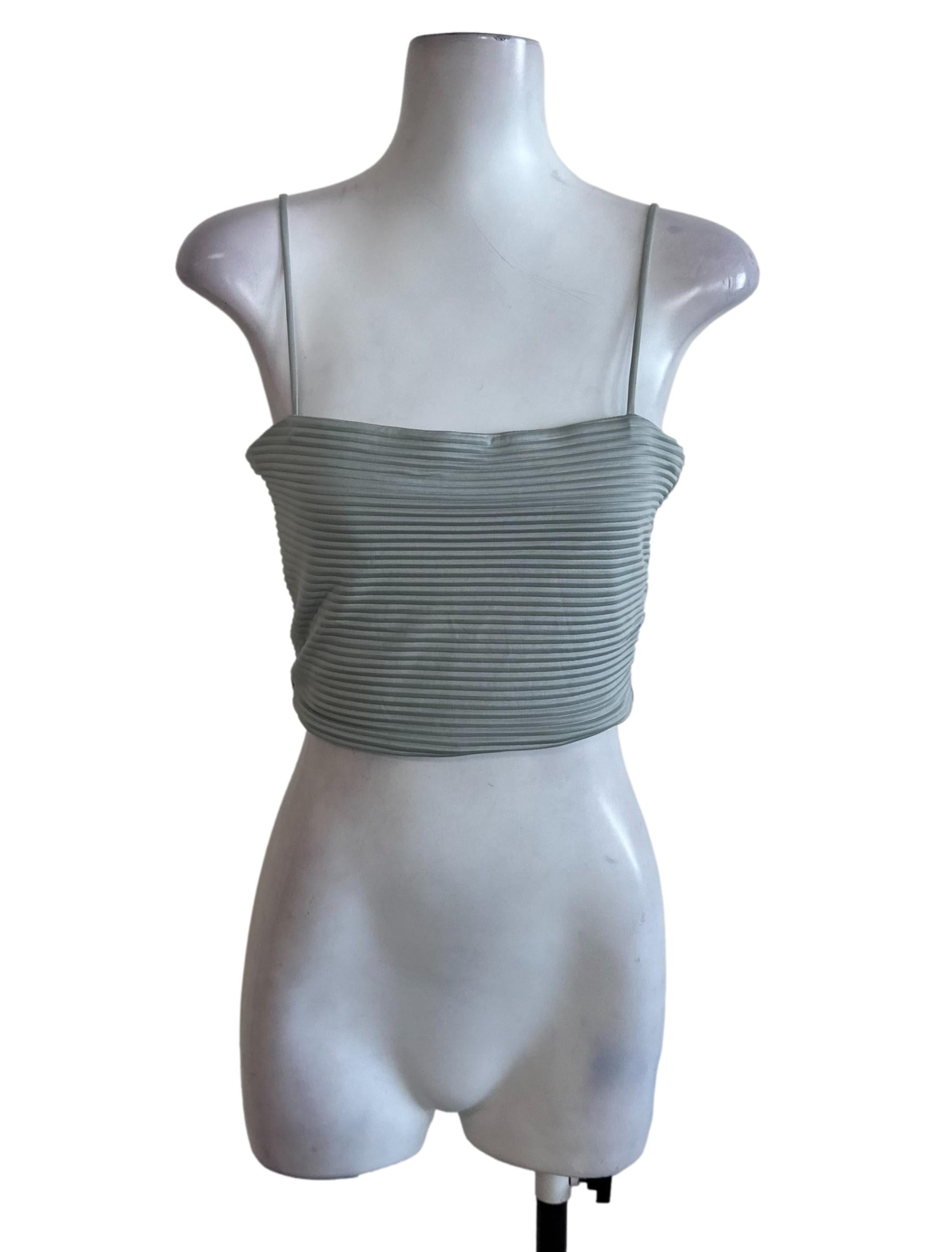 Dusty Green Pleated Spaghetti Strap Top