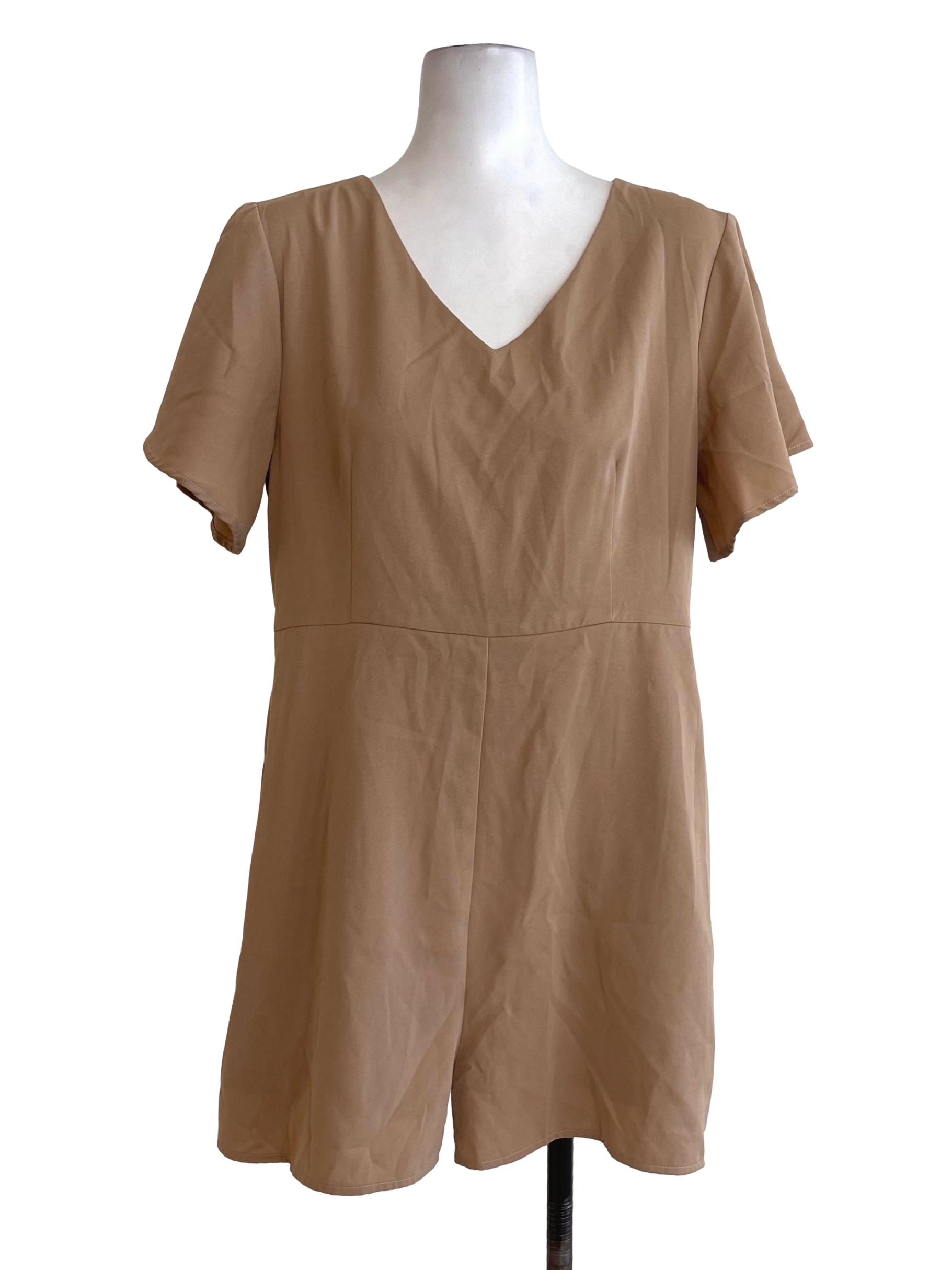 Canary Brown V Neck Rompers