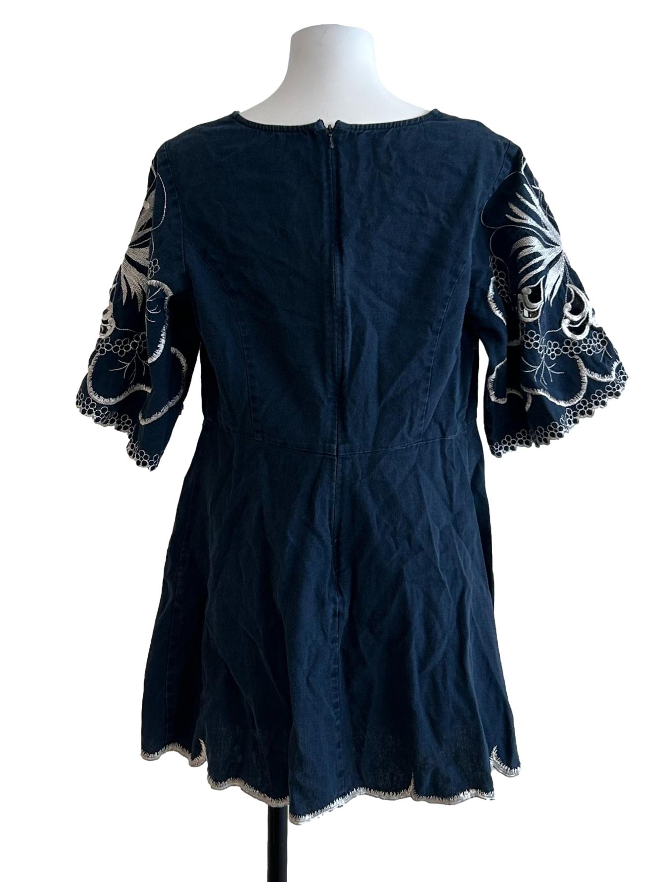 Faded Blue Embroidered Dress