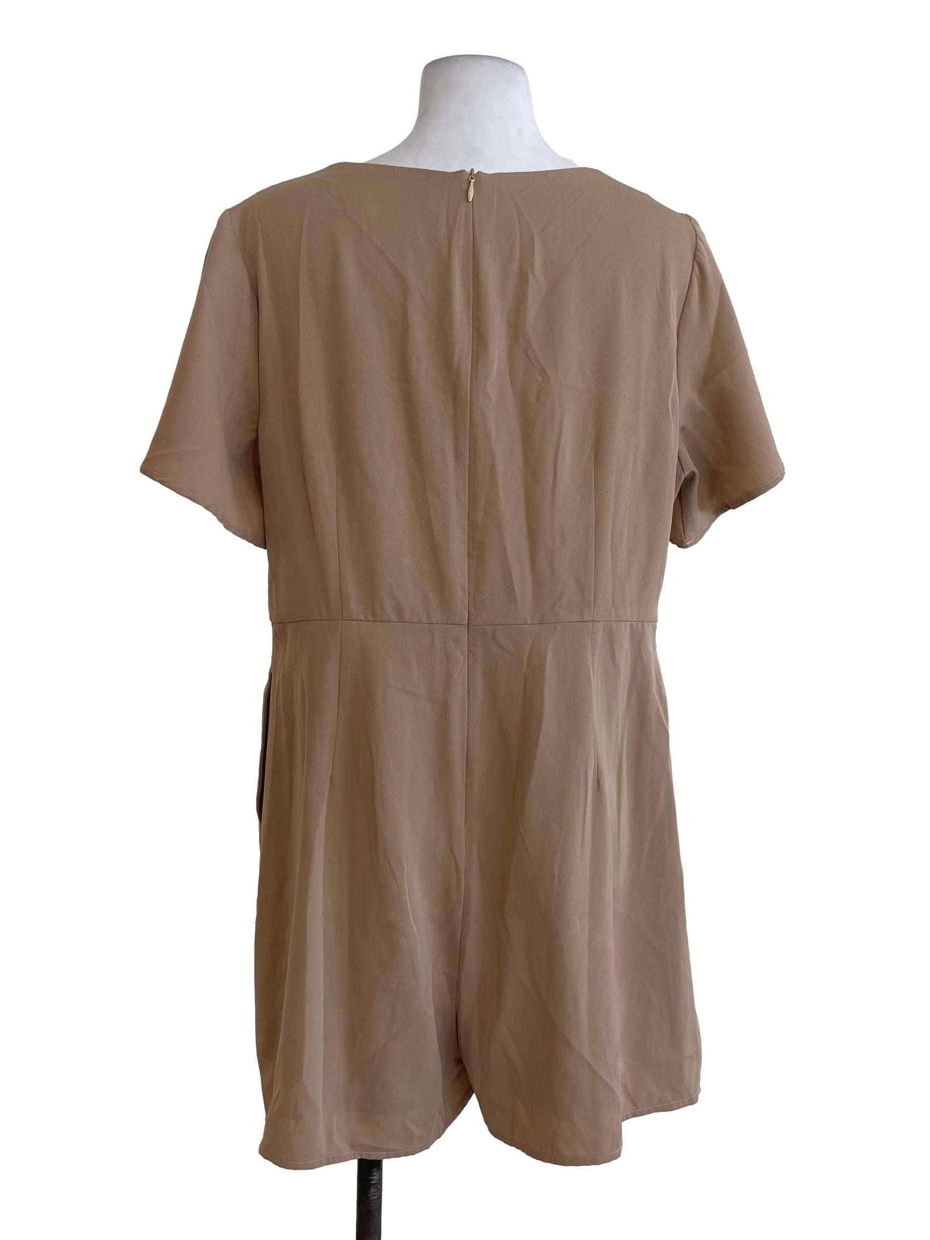 Canary Brown V Neck Rompers