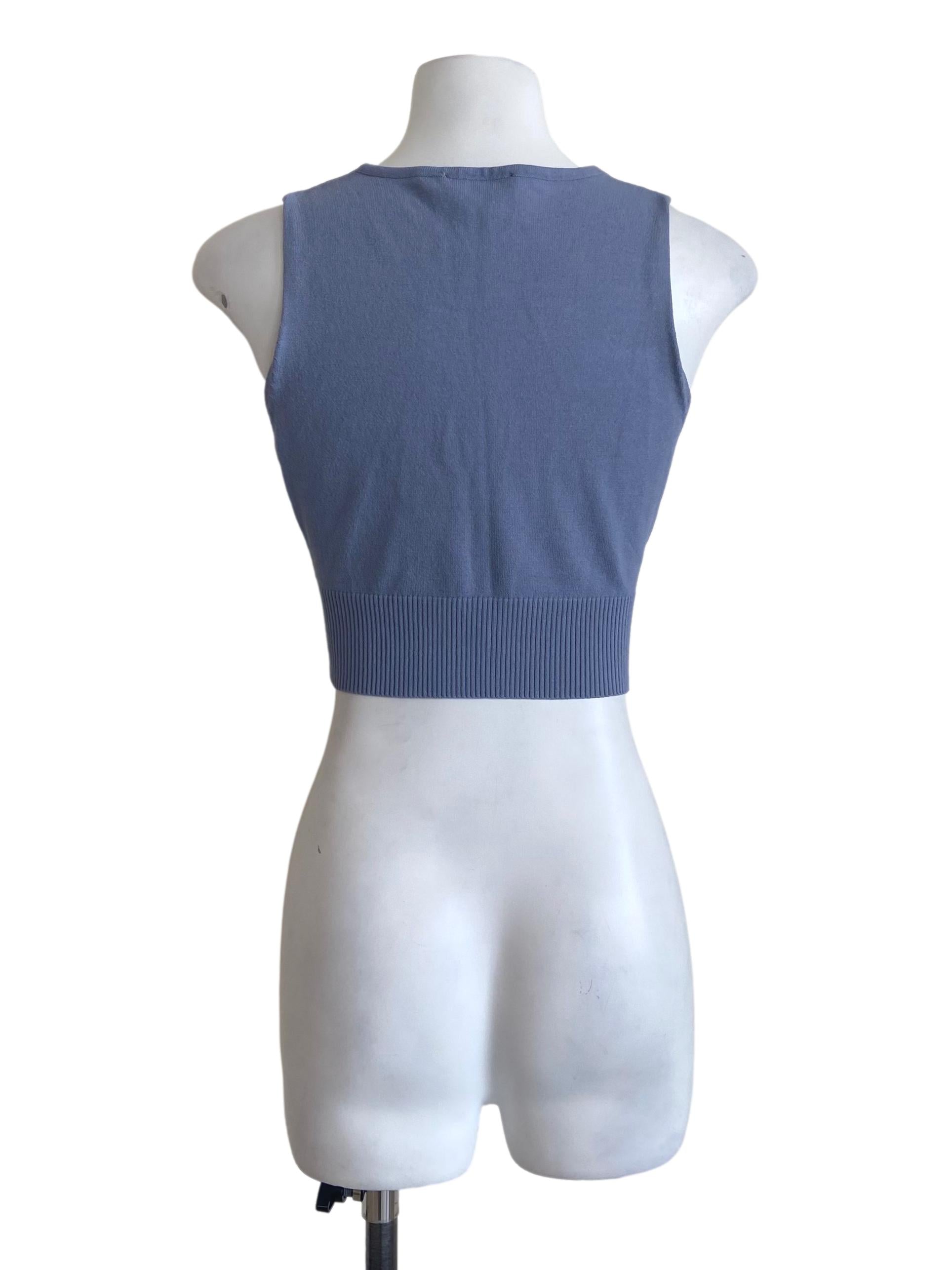 Blue Sleeveless Pegged Waist Crop Top
