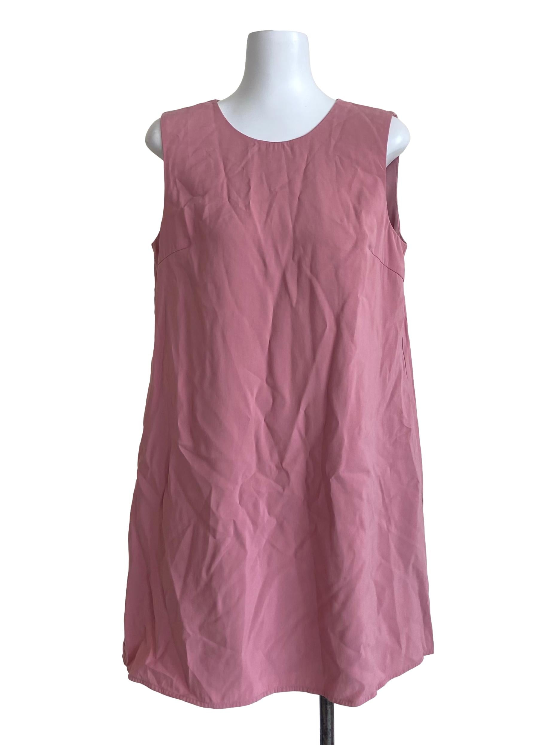 Rose Pink Sleeveless Shift Dress