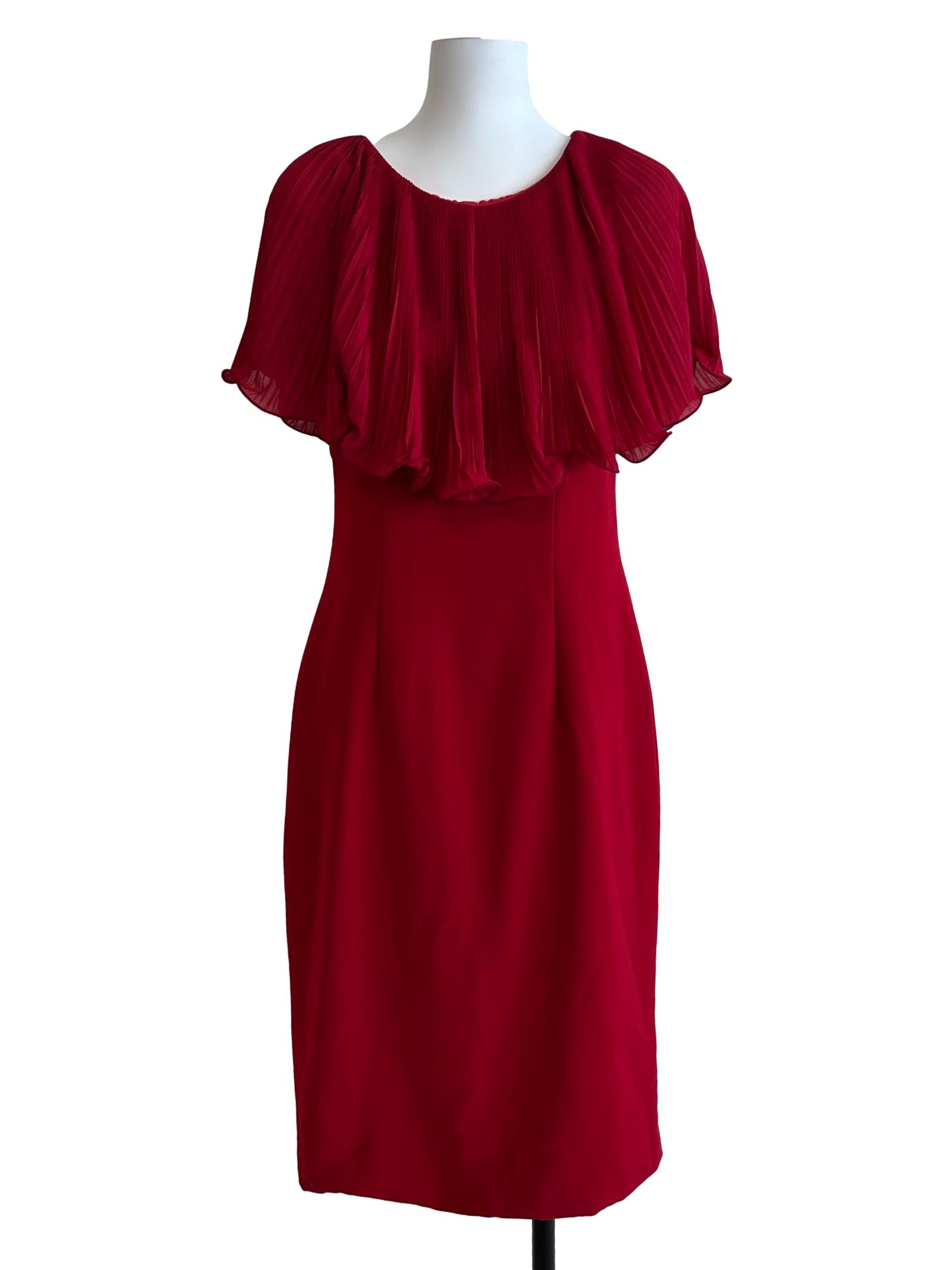 Crimson Red Pleated Dress