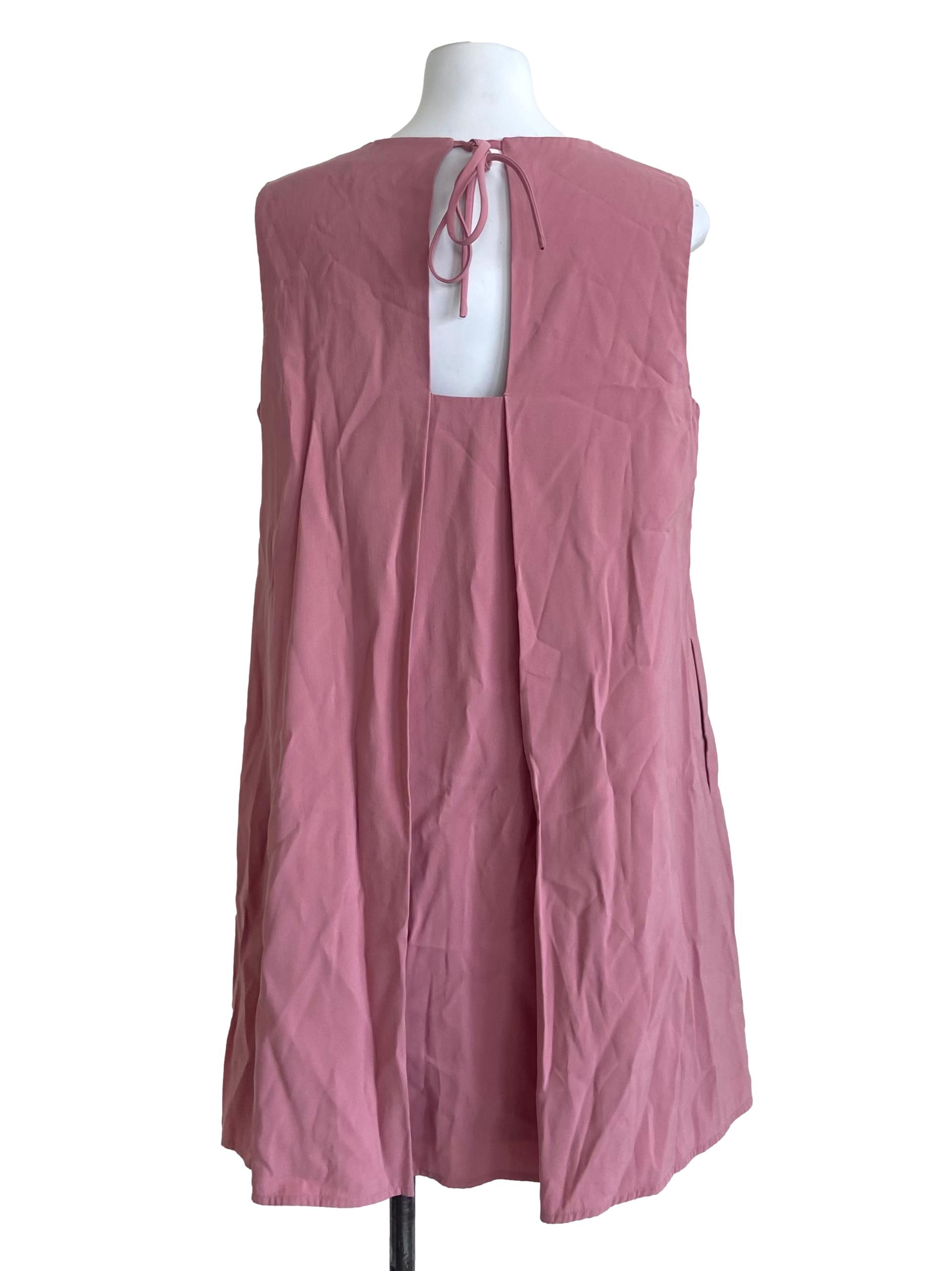 Rose Pink Sleeveless Shift Dress