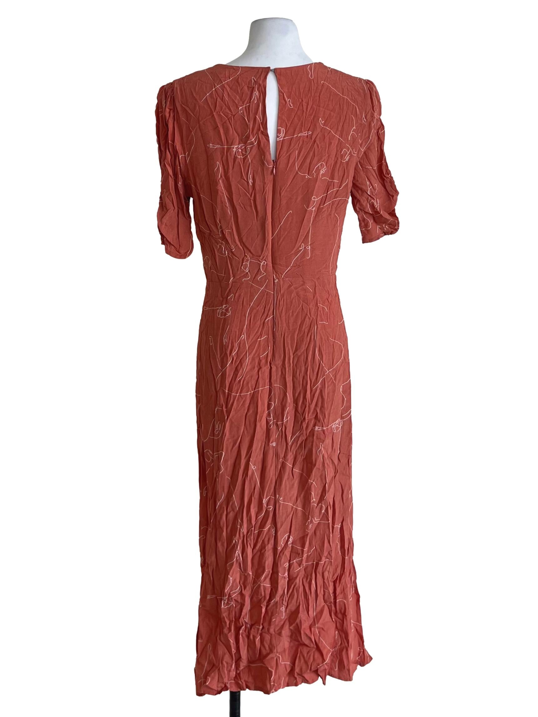 Coral Pink V-Neck Empire Dress