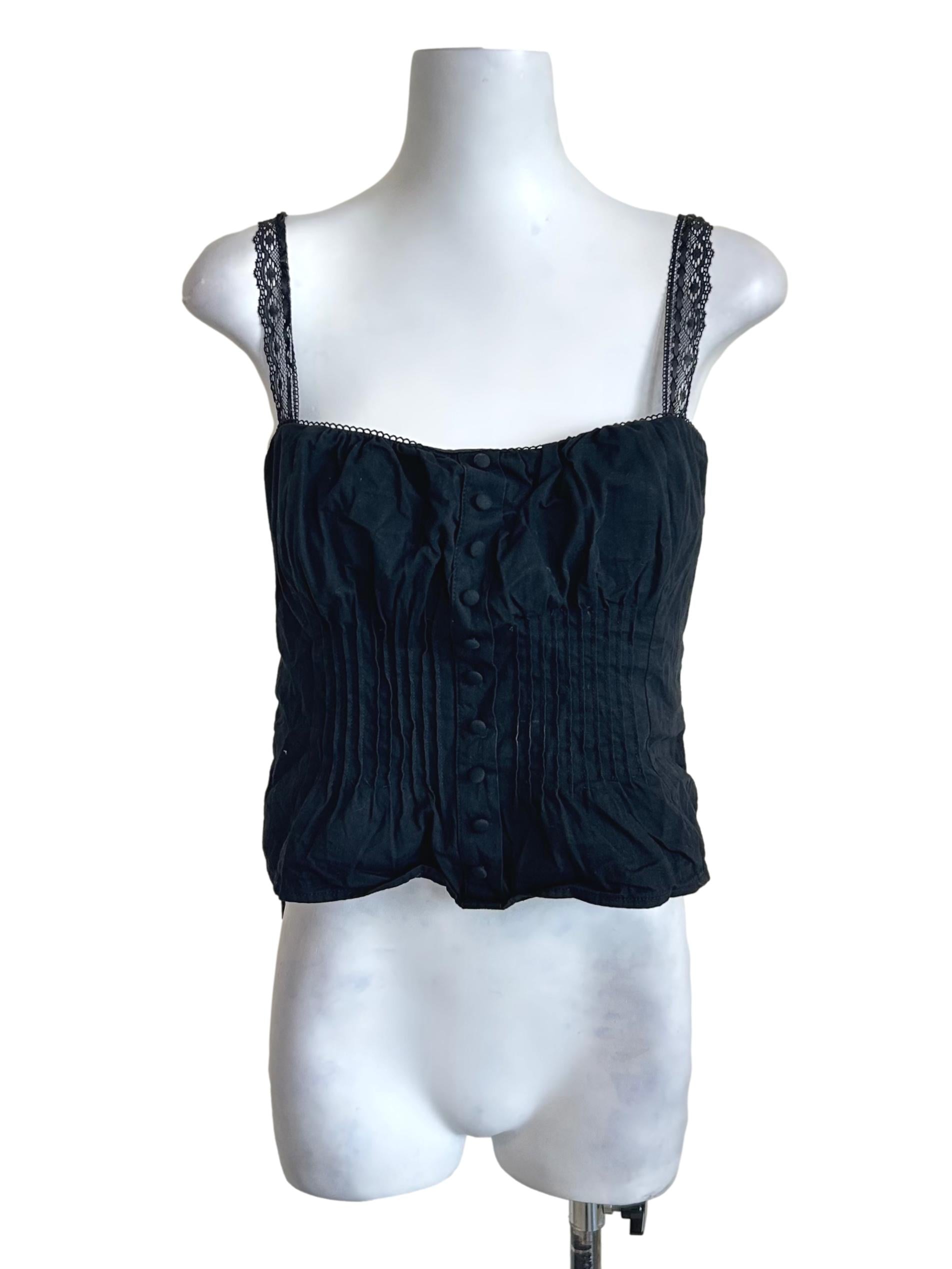 Black Lace Button Cami