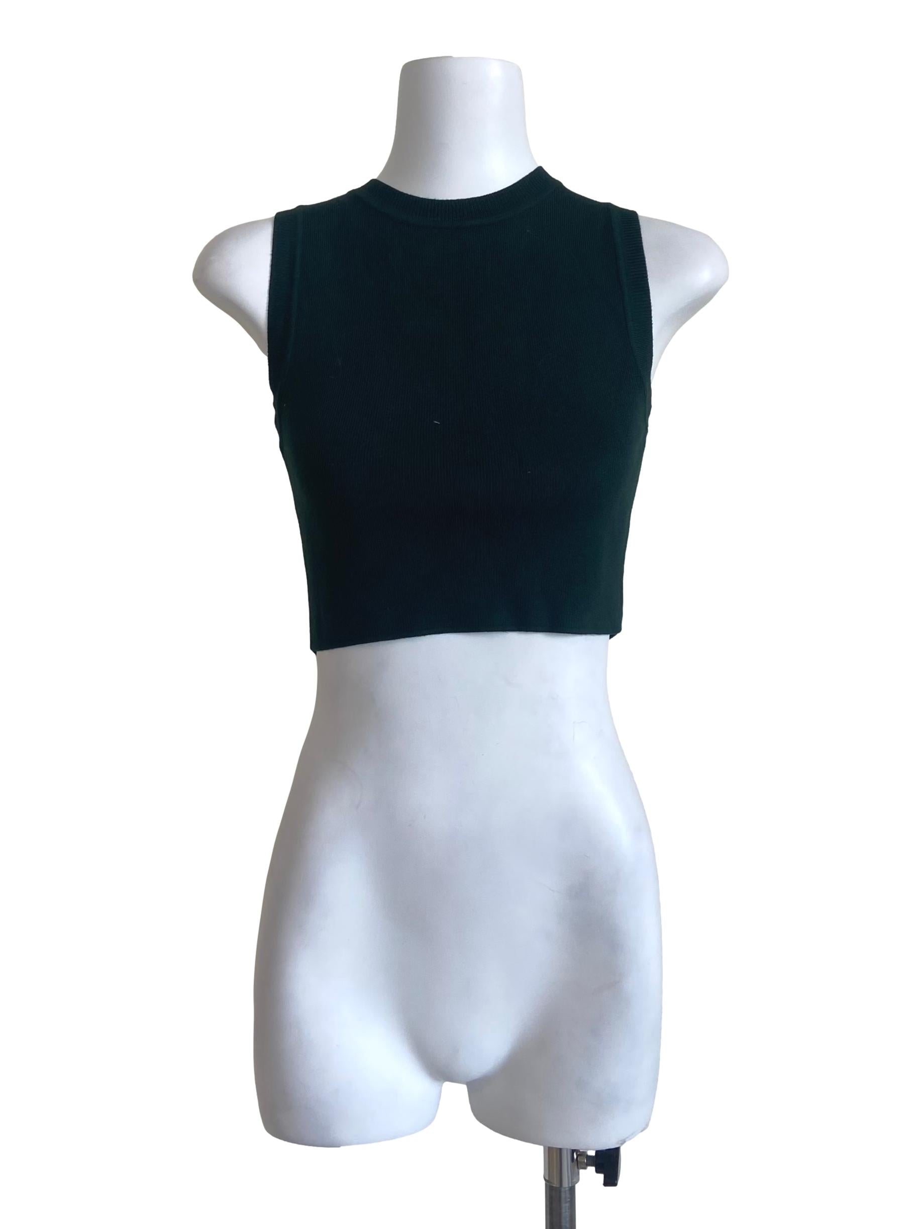 Emerald Green Sleeveless Pencil Stripe Crop Top
